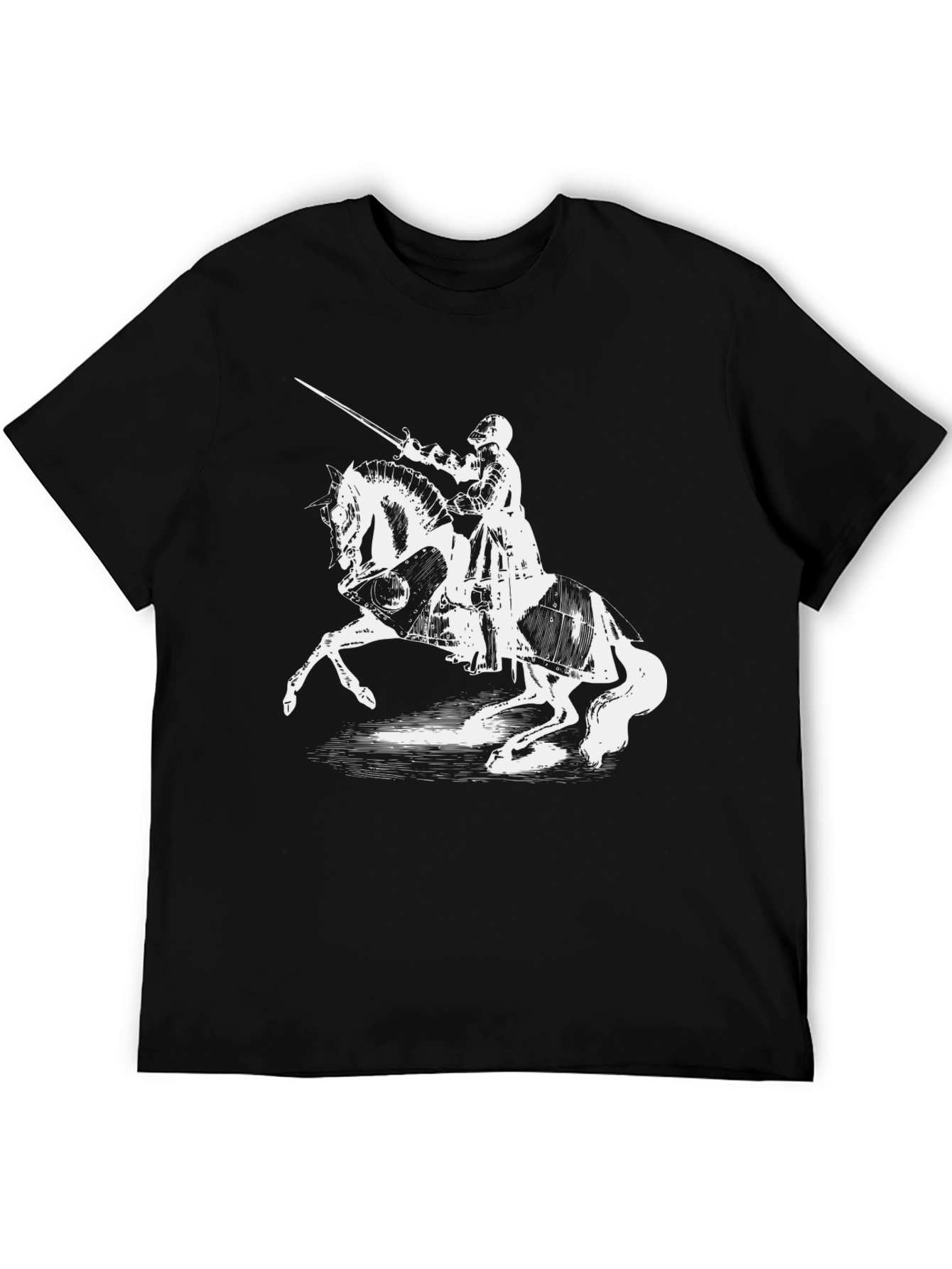 Knight on Horseback Graphic Tee - Black Cotton Shirt