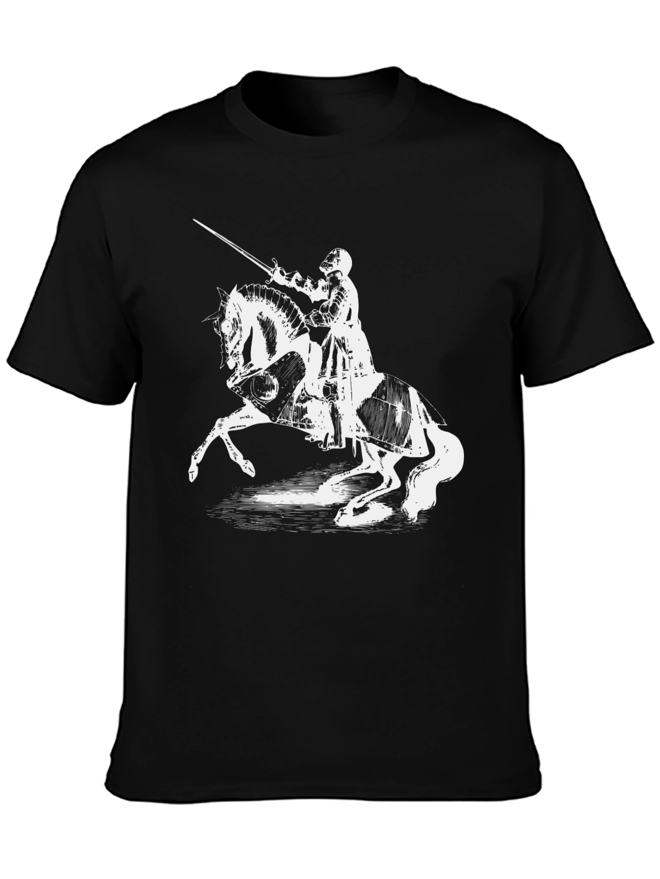 Knight on Horseback Graphic Tee - Black Cotton Shirt