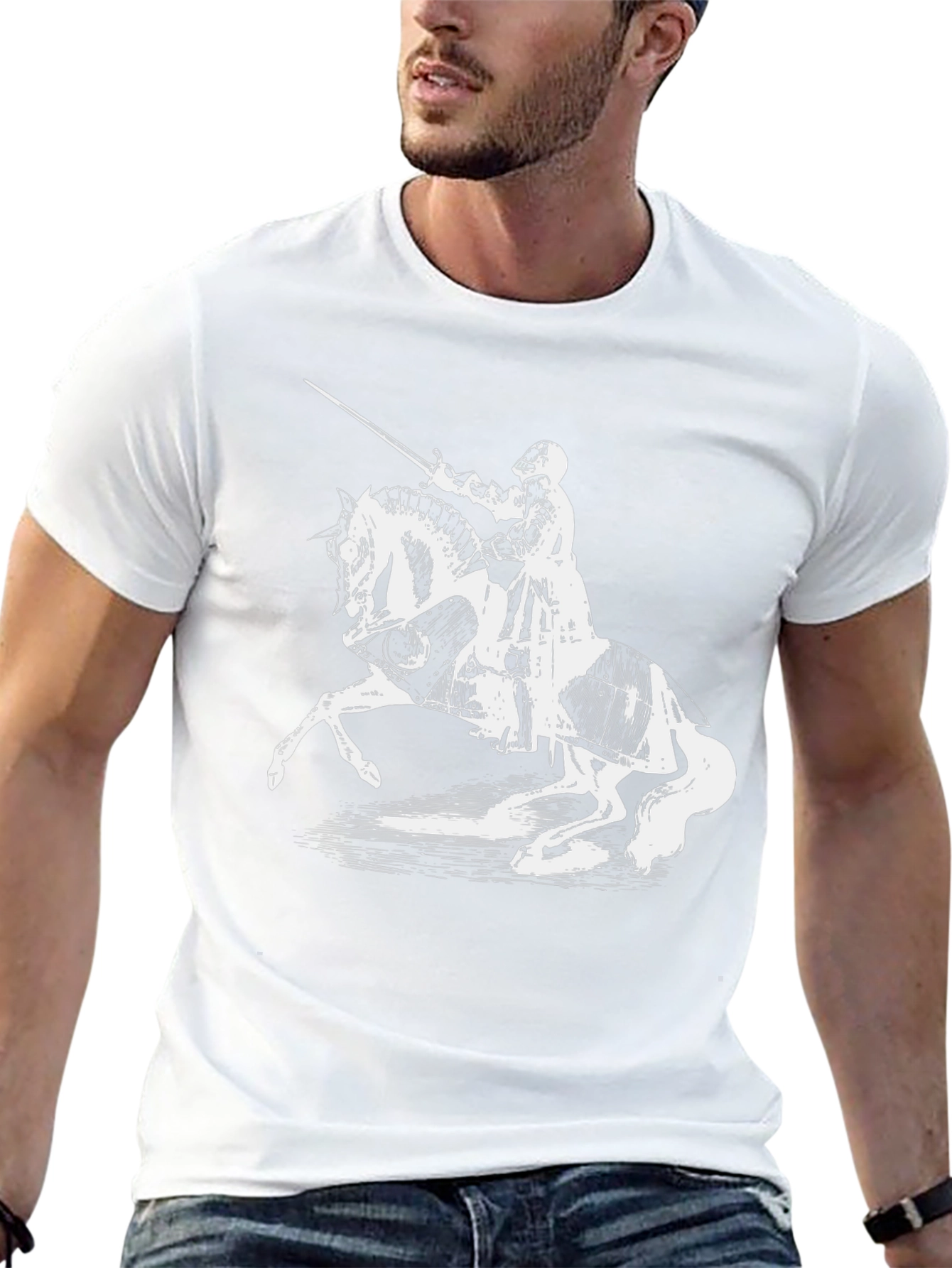 Knight on Horseback Graphic Tee - Black Cotton Shirt