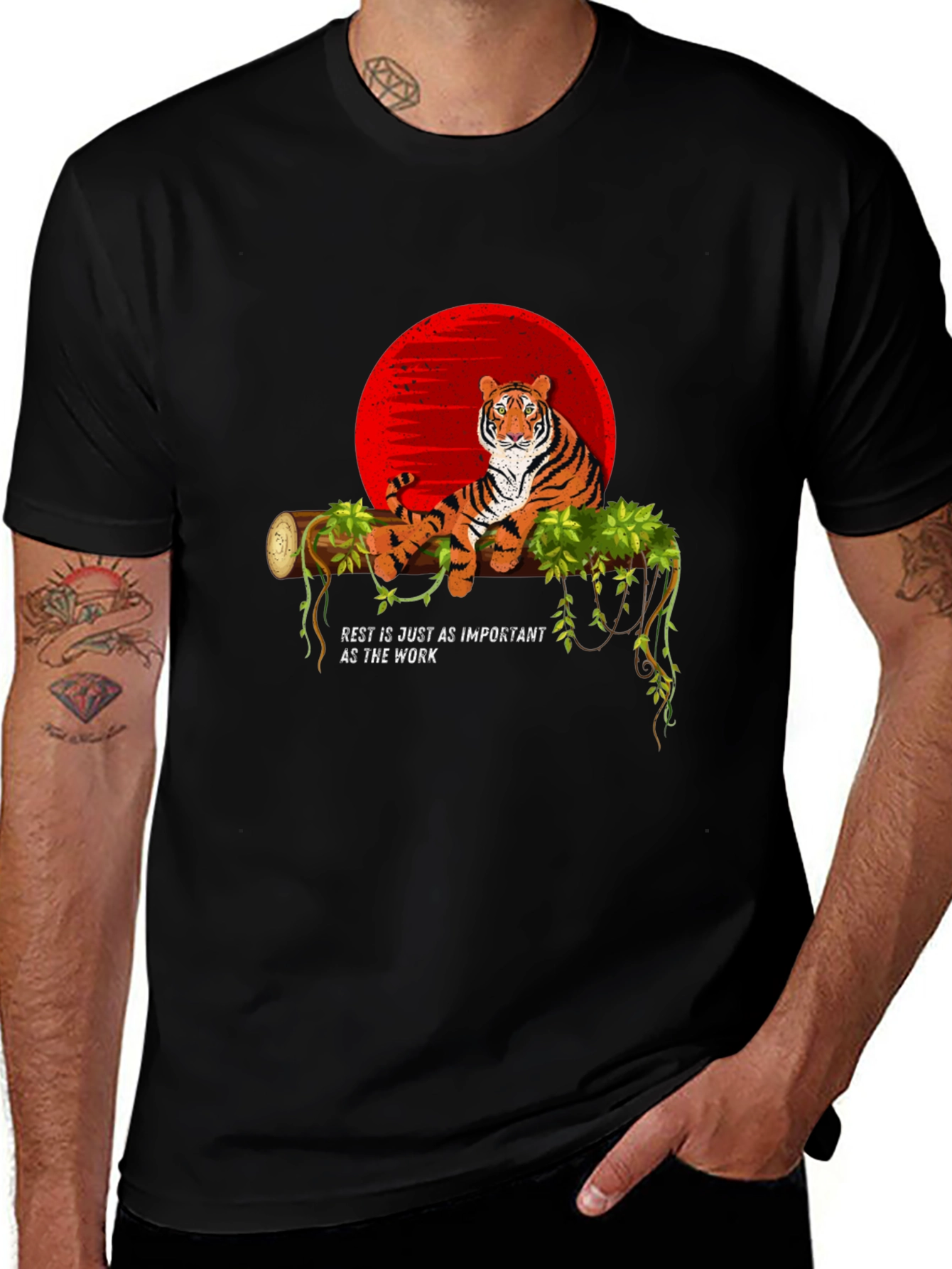 Tiger on Branch Graphic Tee - Relax & Recharge T-Shirt
