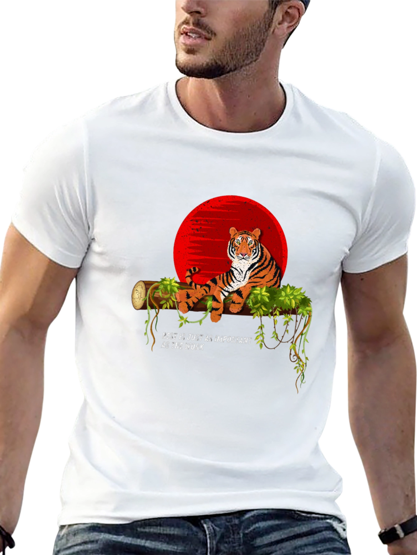 Tiger on Branch Graphic Tee - Relax & Recharge T-Shirt