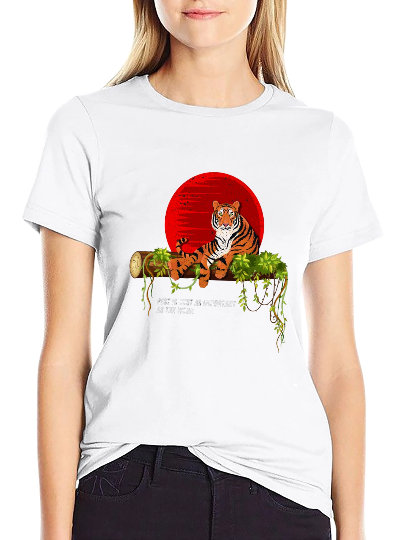 Tiger on Branch Graphic Tee - Relax & Recharge T-Shirt