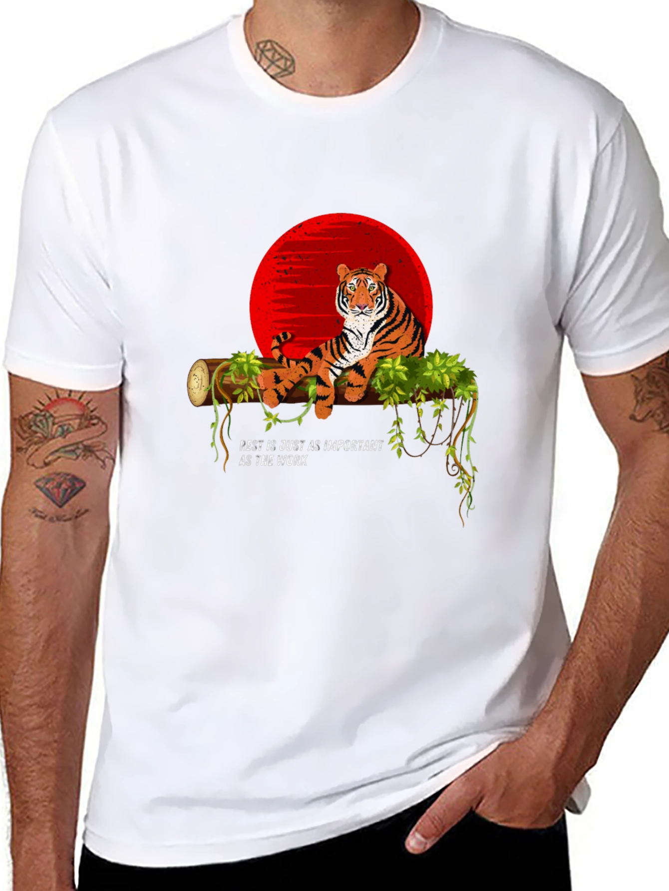 Tiger on Branch Graphic Tee - Relax & Recharge T-Shirt