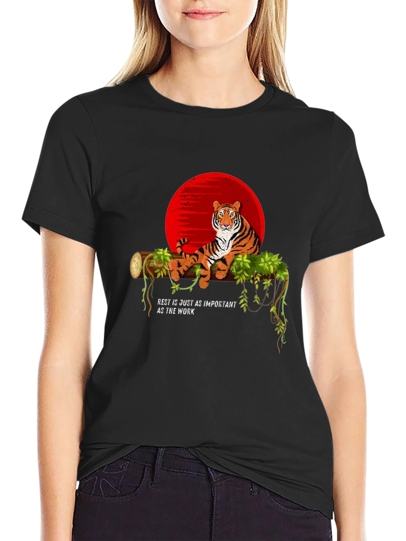 Tiger on Branch Graphic Tee - Relax & Recharge T-Shirt