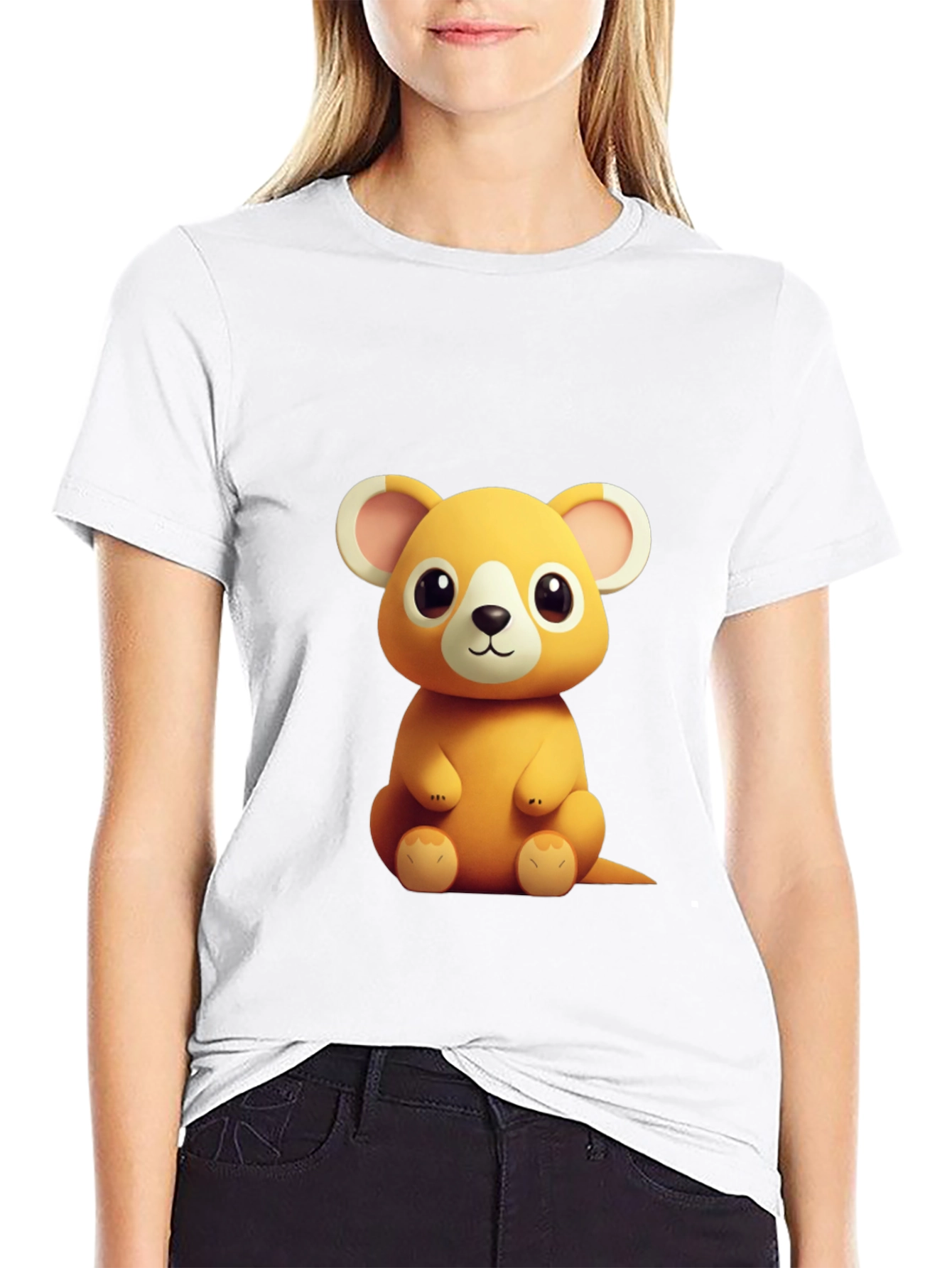 Cute Cartoon Mouse Graphic Tee - Soft Black Cotton Shirt