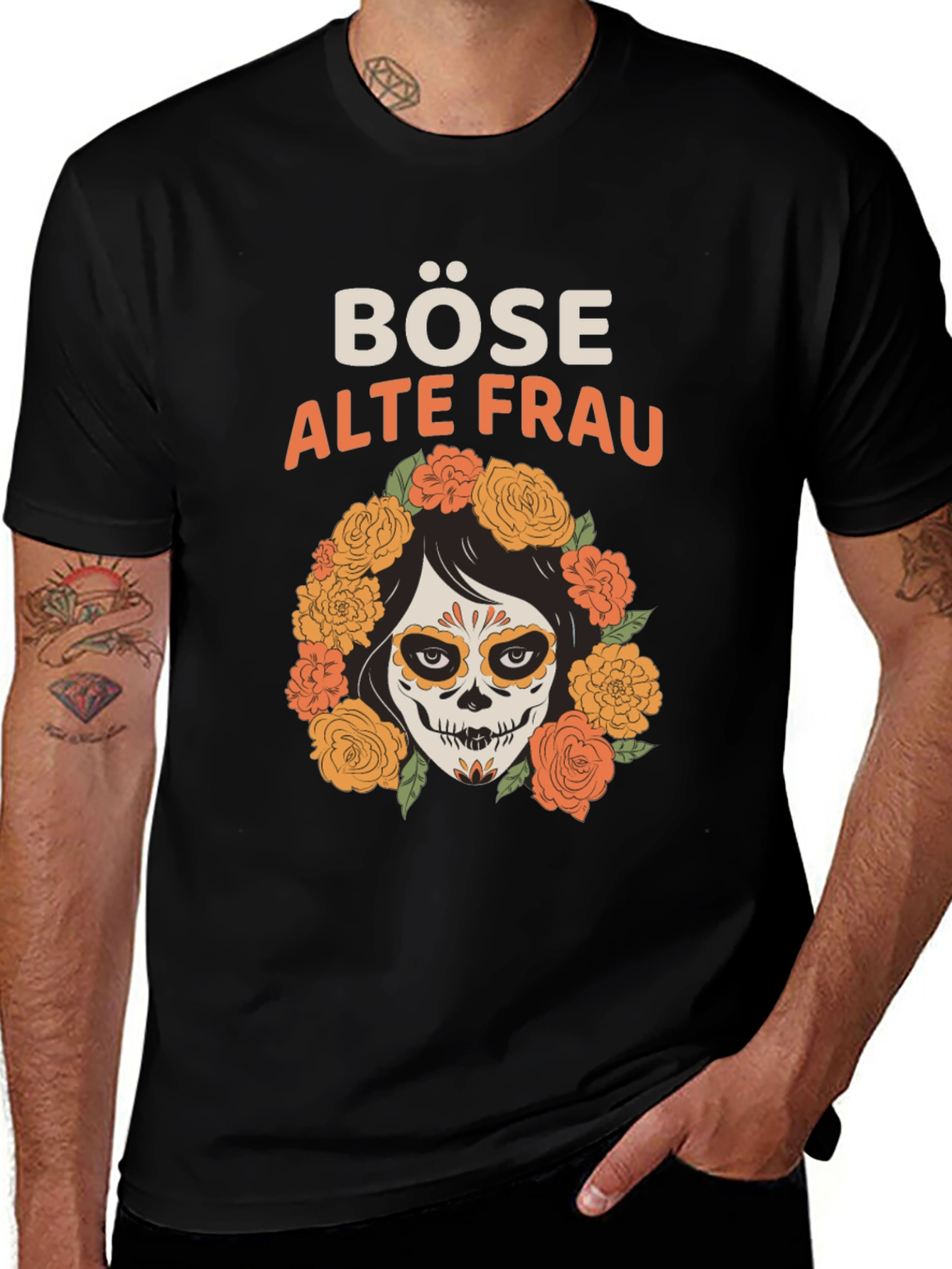 Böse Alte Frau Graphic Tee - Day of the Dead Shirt