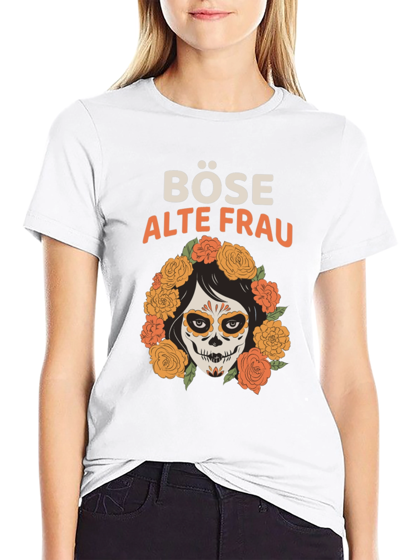Böse Alte Frau Graphic Tee - Day of the Dead Shirt