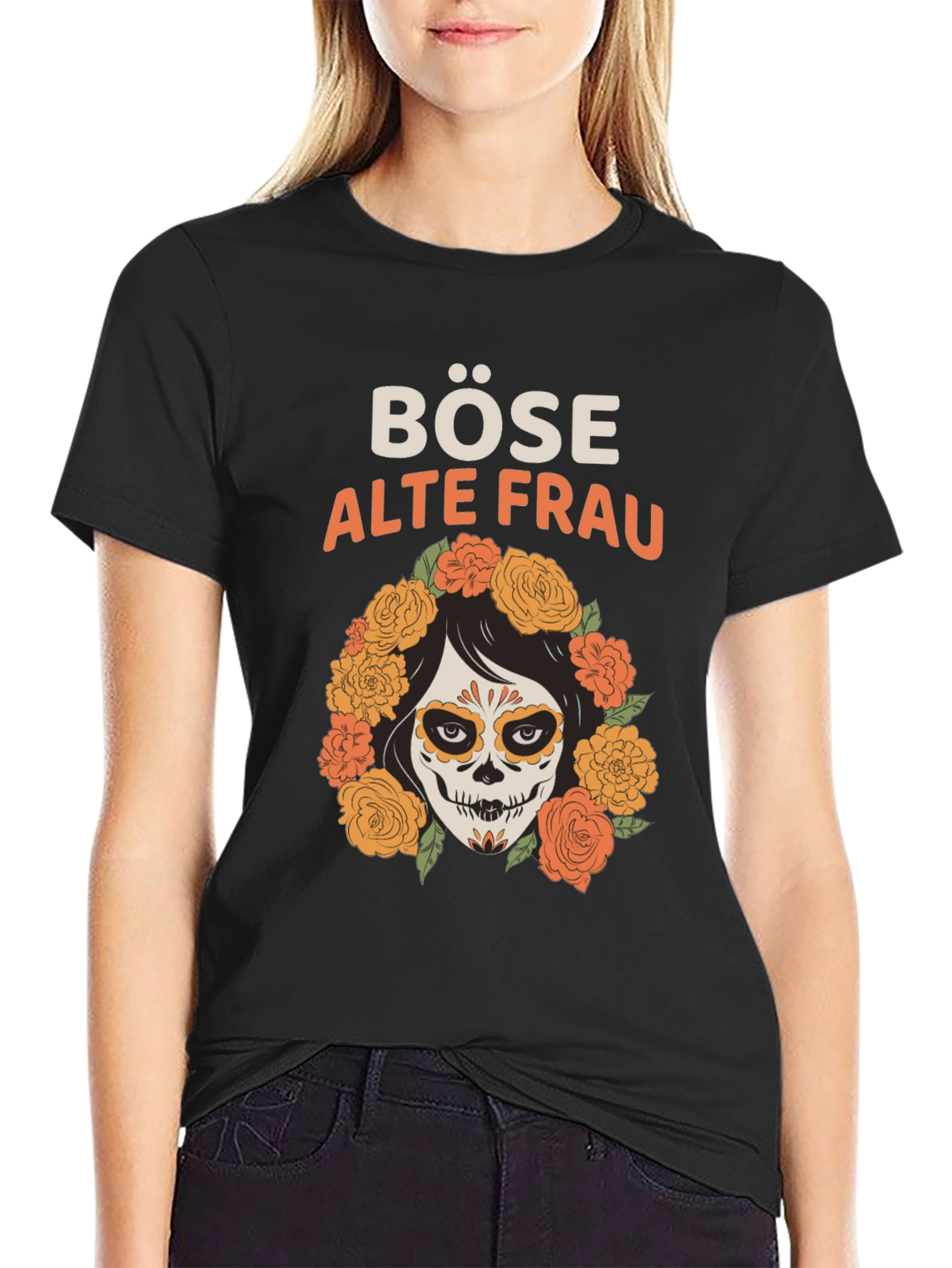 Böse Alte Frau Graphic Tee - Day of the Dead Shirt