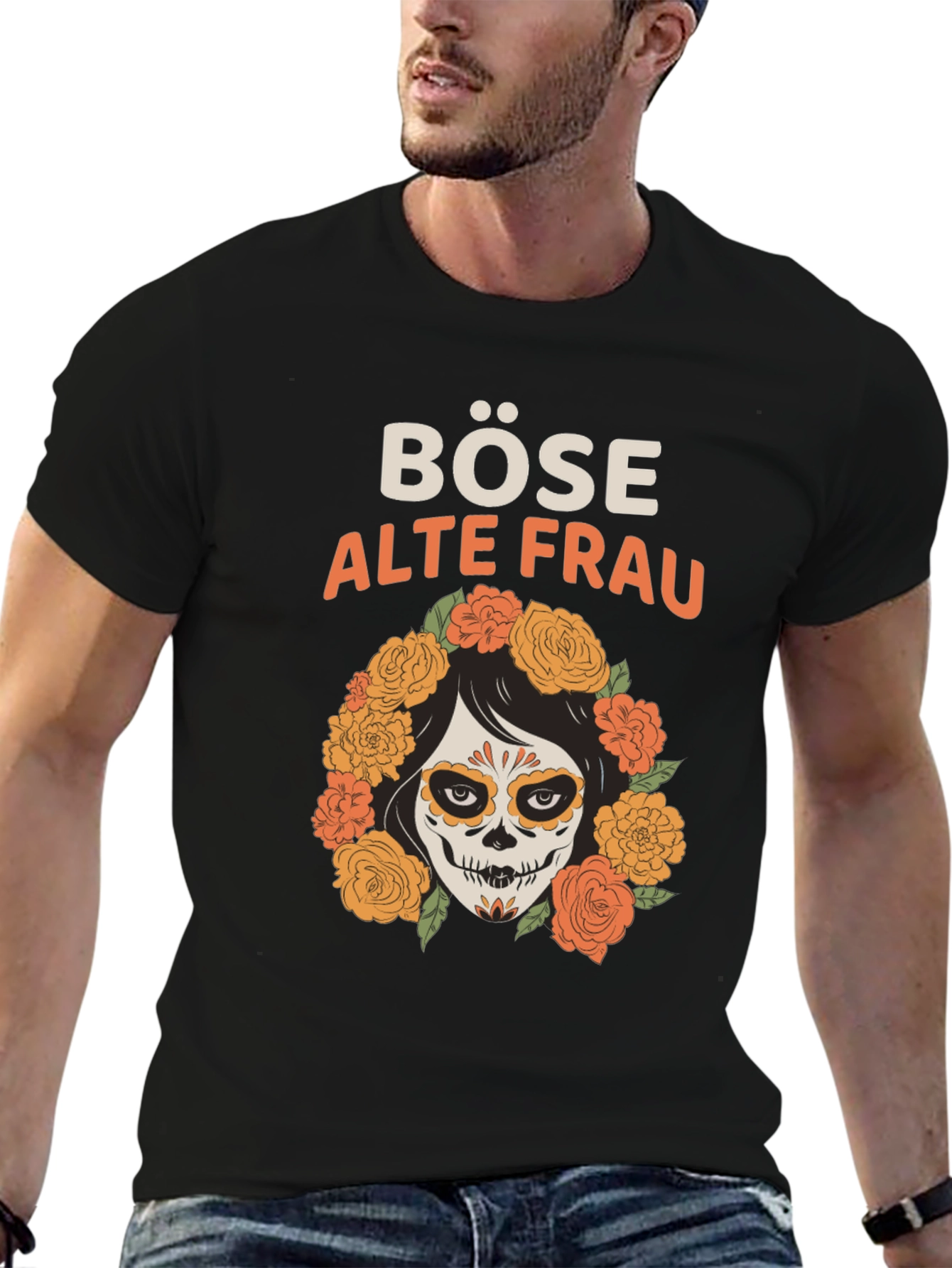 Böse Alte Frau Graphic Tee - Day of the Dead Shirt