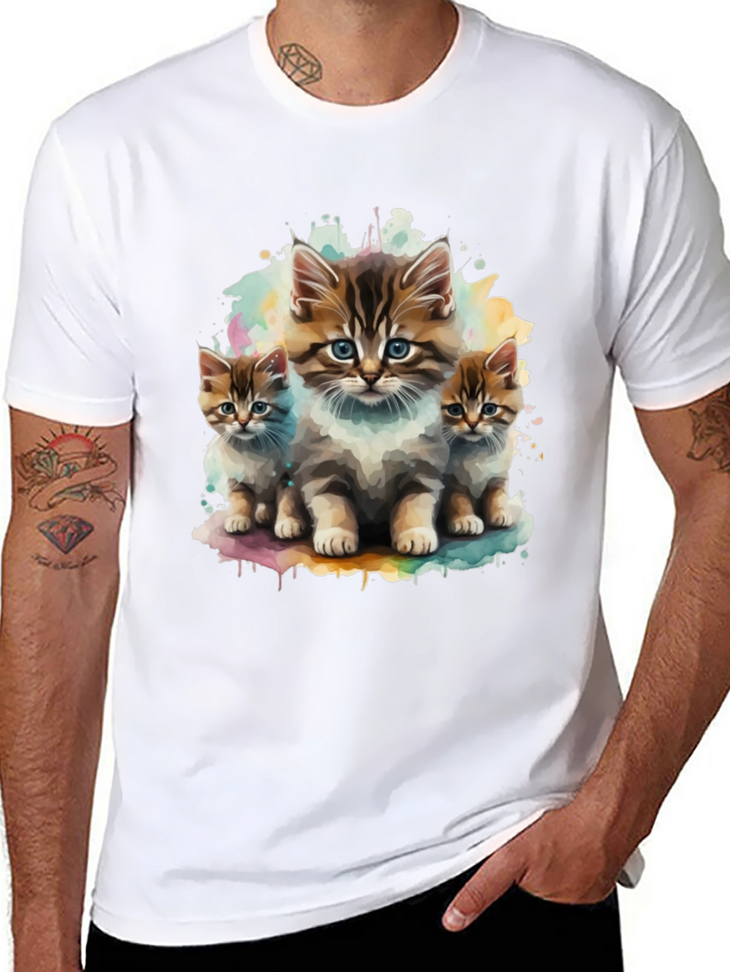 Cute Kitten Trio Black T-Shirt