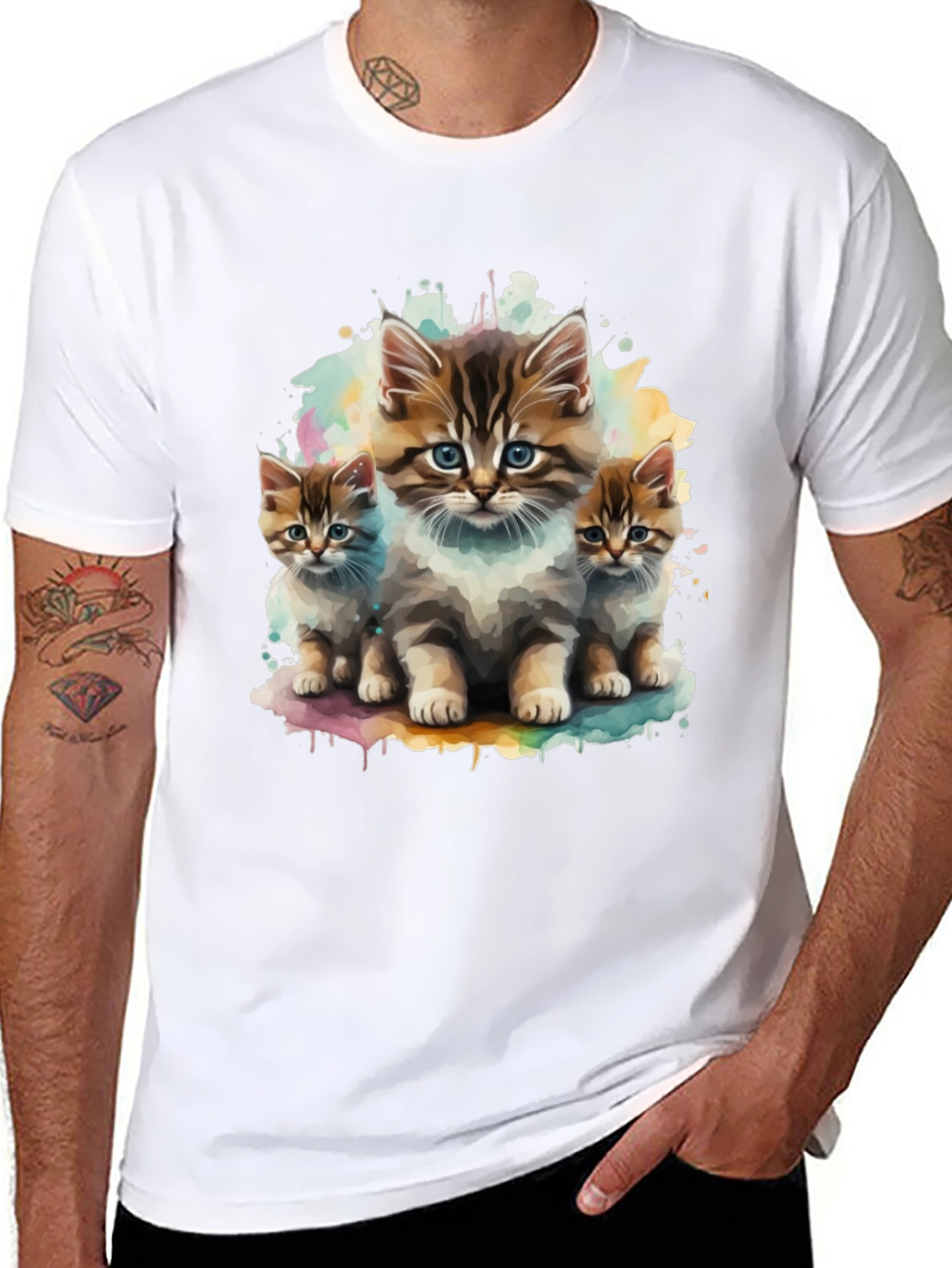 Cute Kitten Trio Black T-Shirt