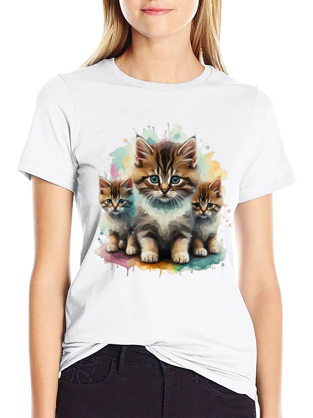 Cute Kitten Trio Black T-Shirt
