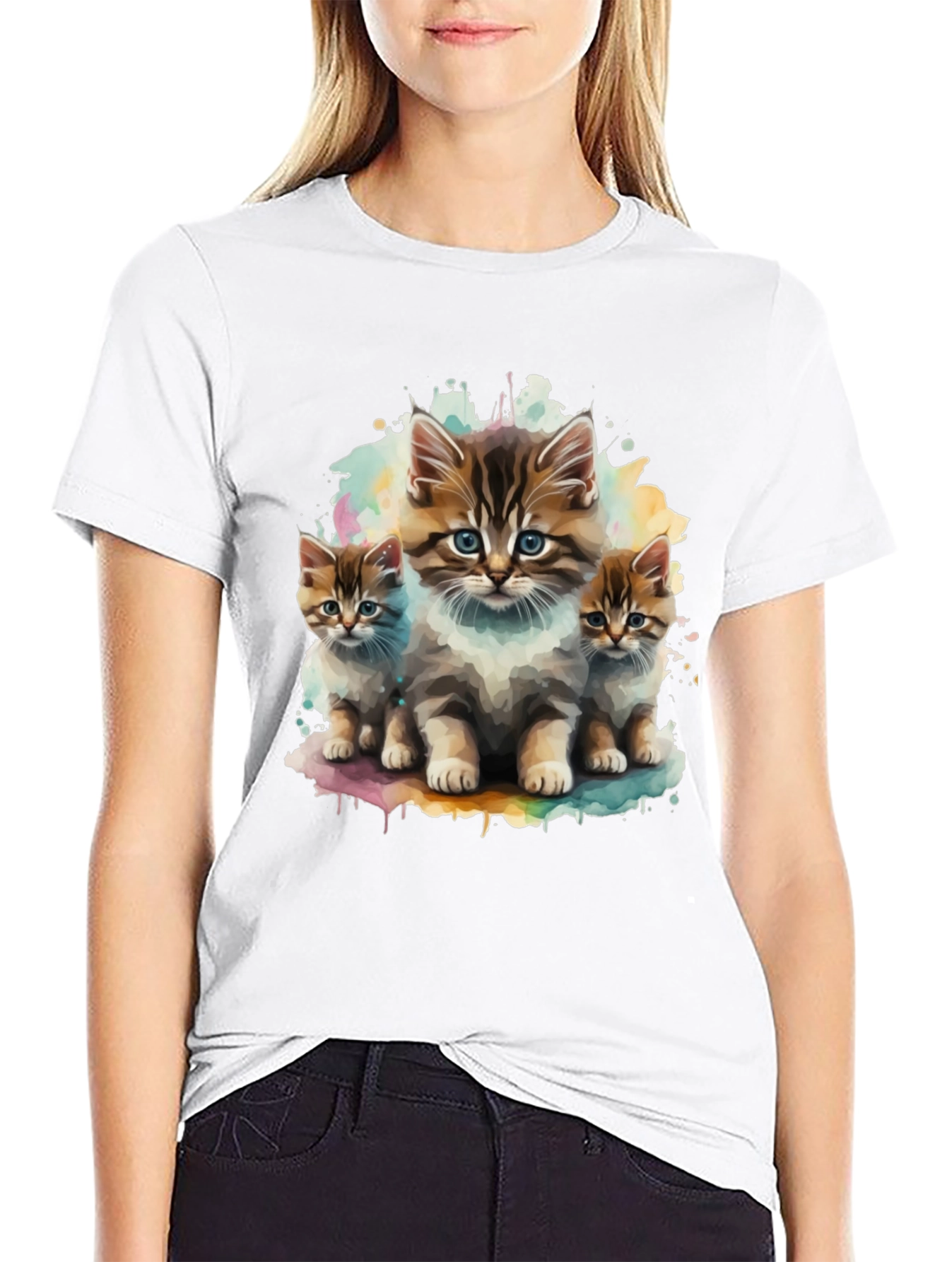 Cute Kitten Trio Black T-Shirt