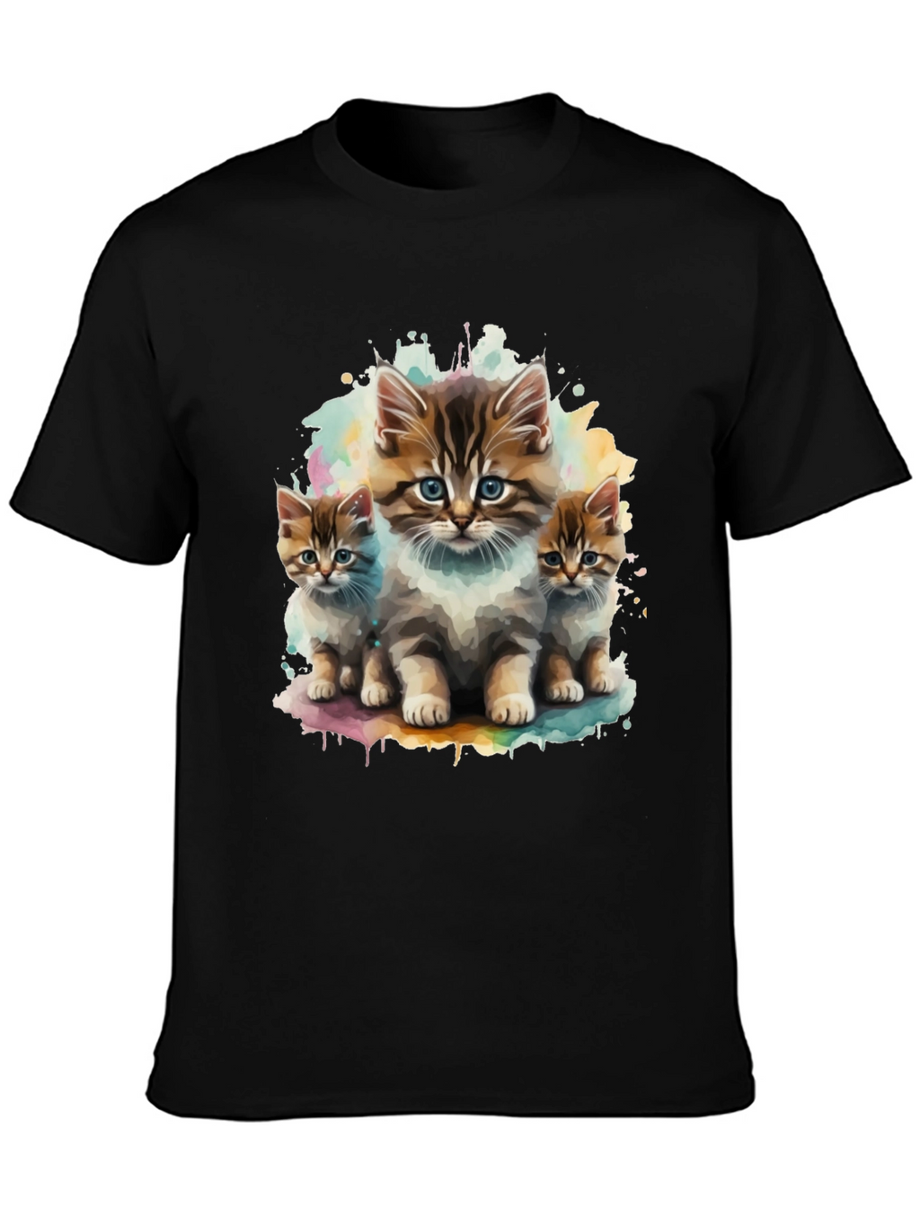 Cute Kitten Trio Black T-Shirt