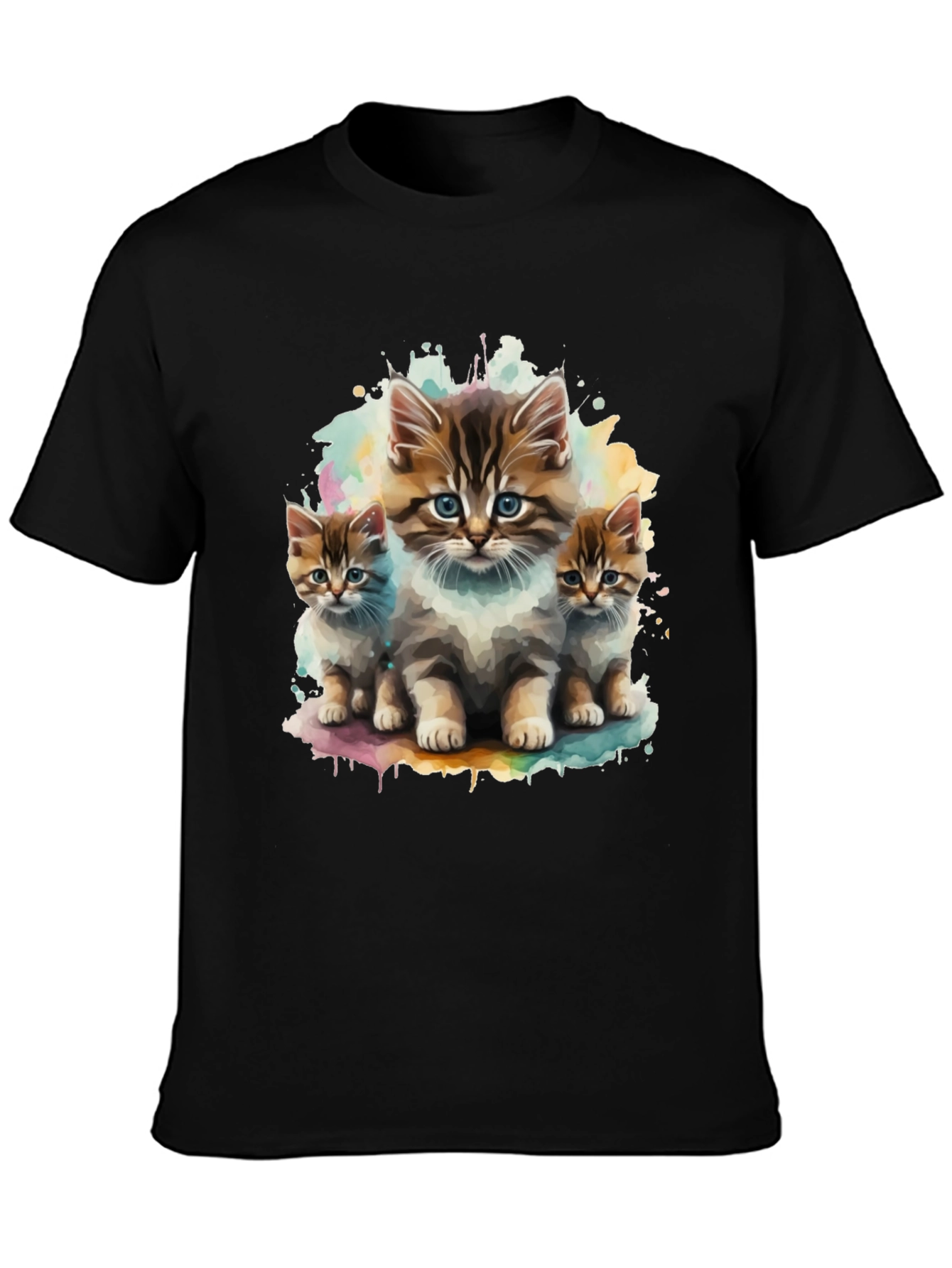 Cute Kitten Trio Black T-Shirt