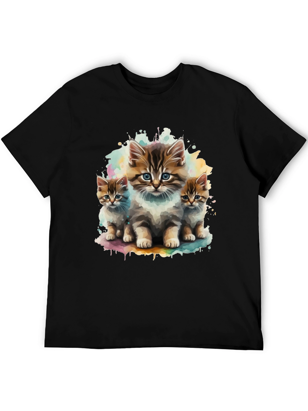 Cute Kitten Trio Black T-Shirt