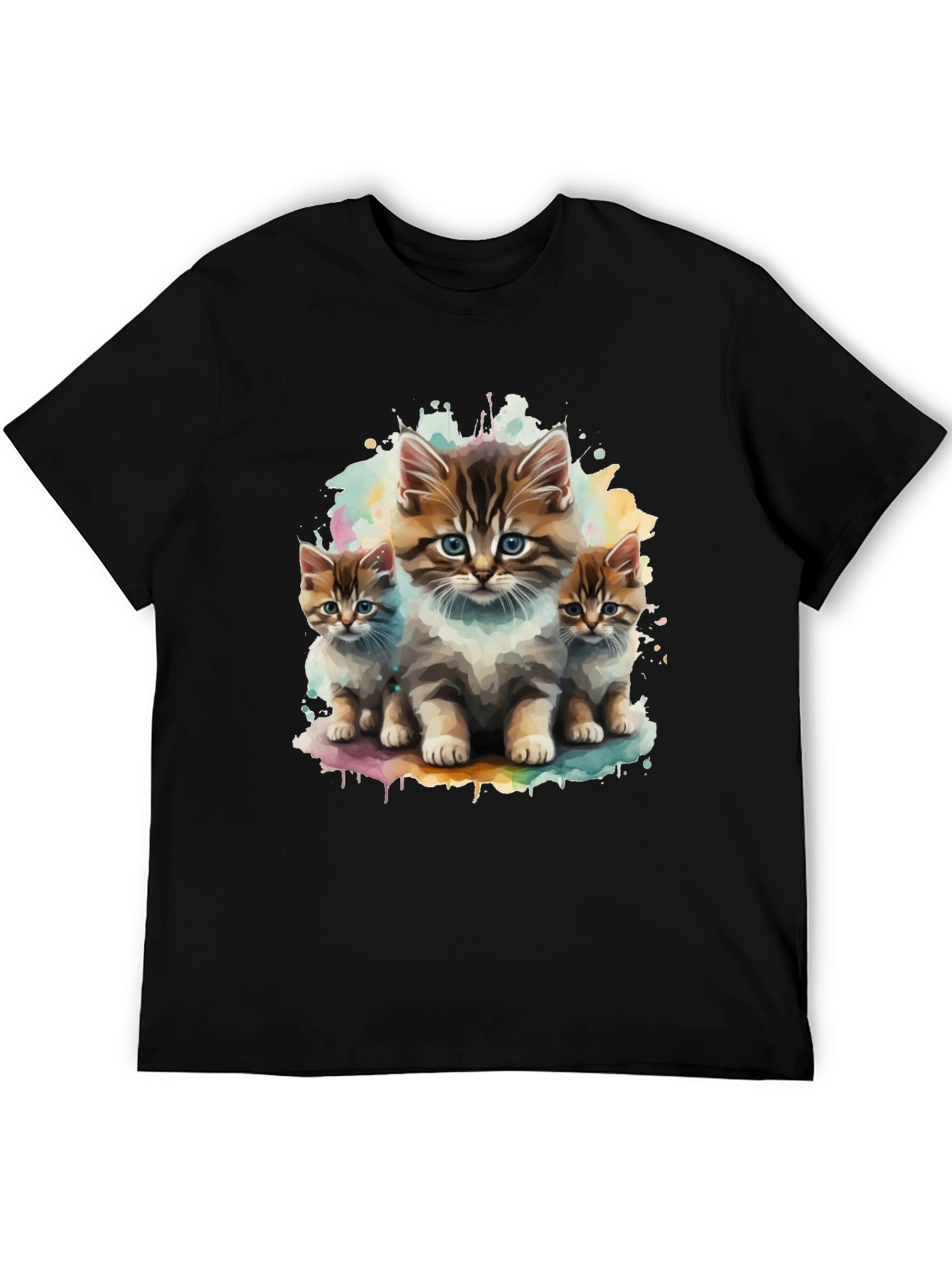 Cute Kitten Trio Black T-Shirt