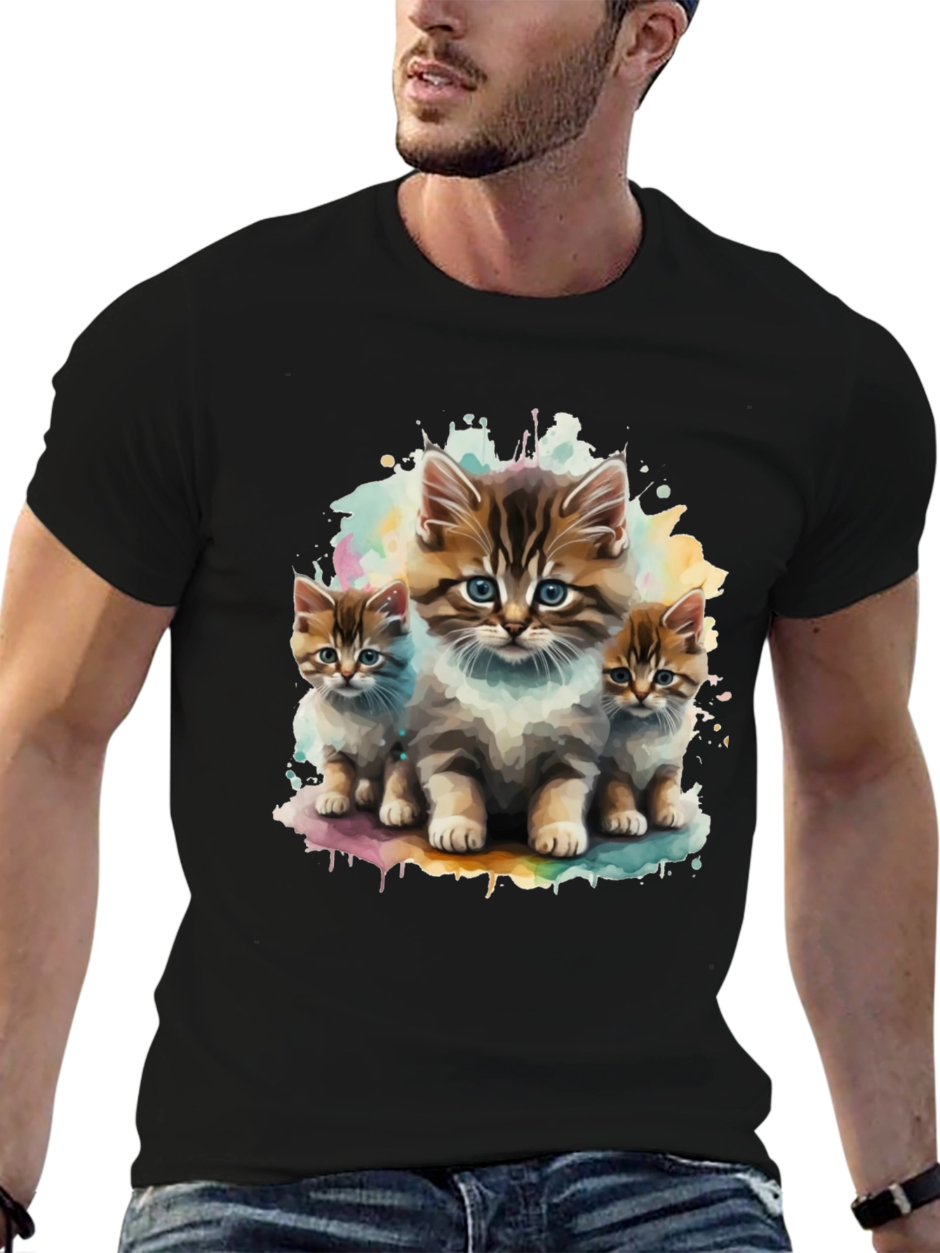 Cute Kitten Trio Black T-Shirt