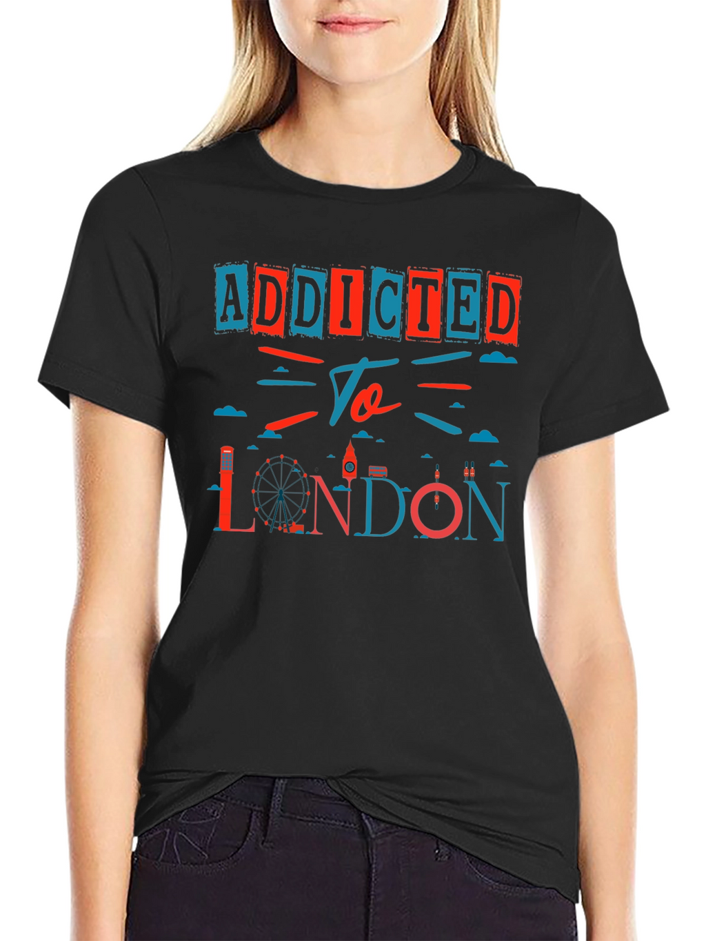 Addicted to London Graphic Print Black T-Shirt