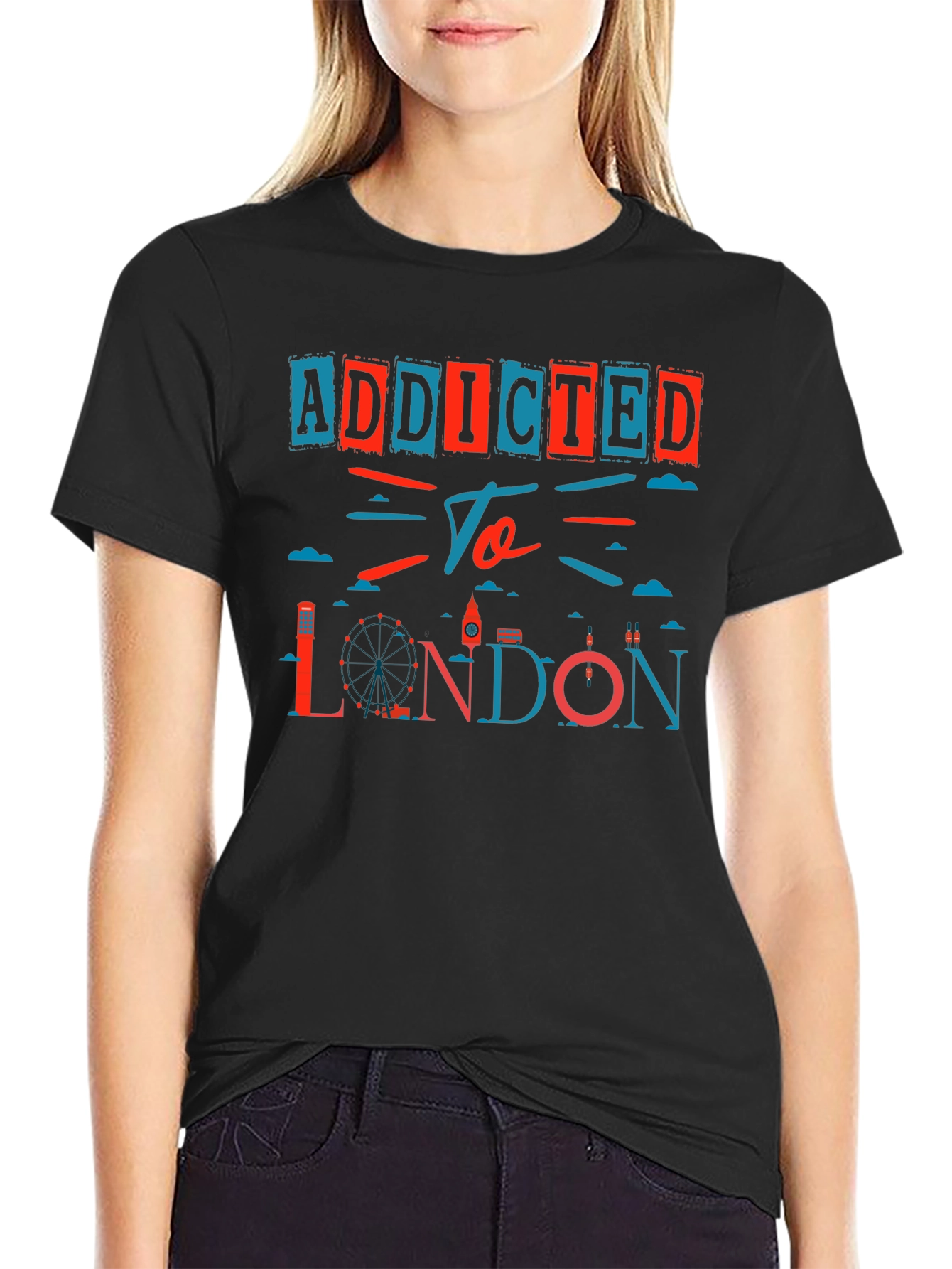 Addicted to London Graphic Print Black T-Shirt