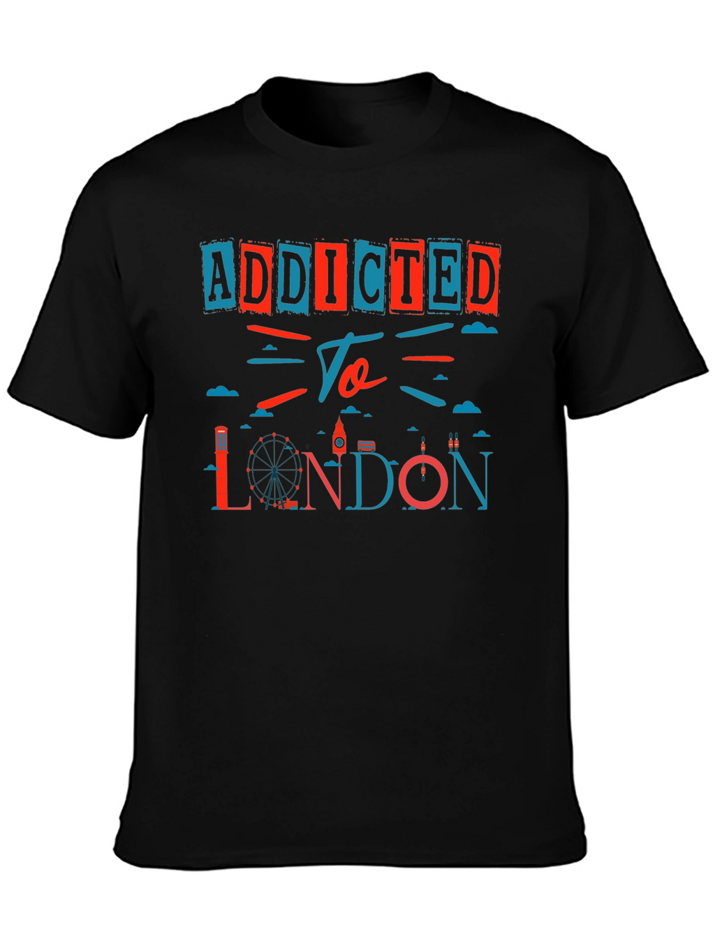 Addicted to London Graphic Print Black T-Shirt