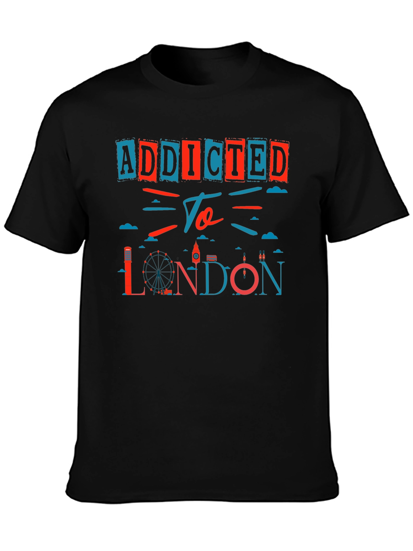 Addicted to London Graphic Print Black T-Shirt