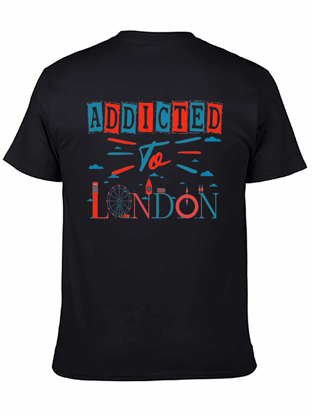 Addicted to London Graphic Print Black T-Shirt