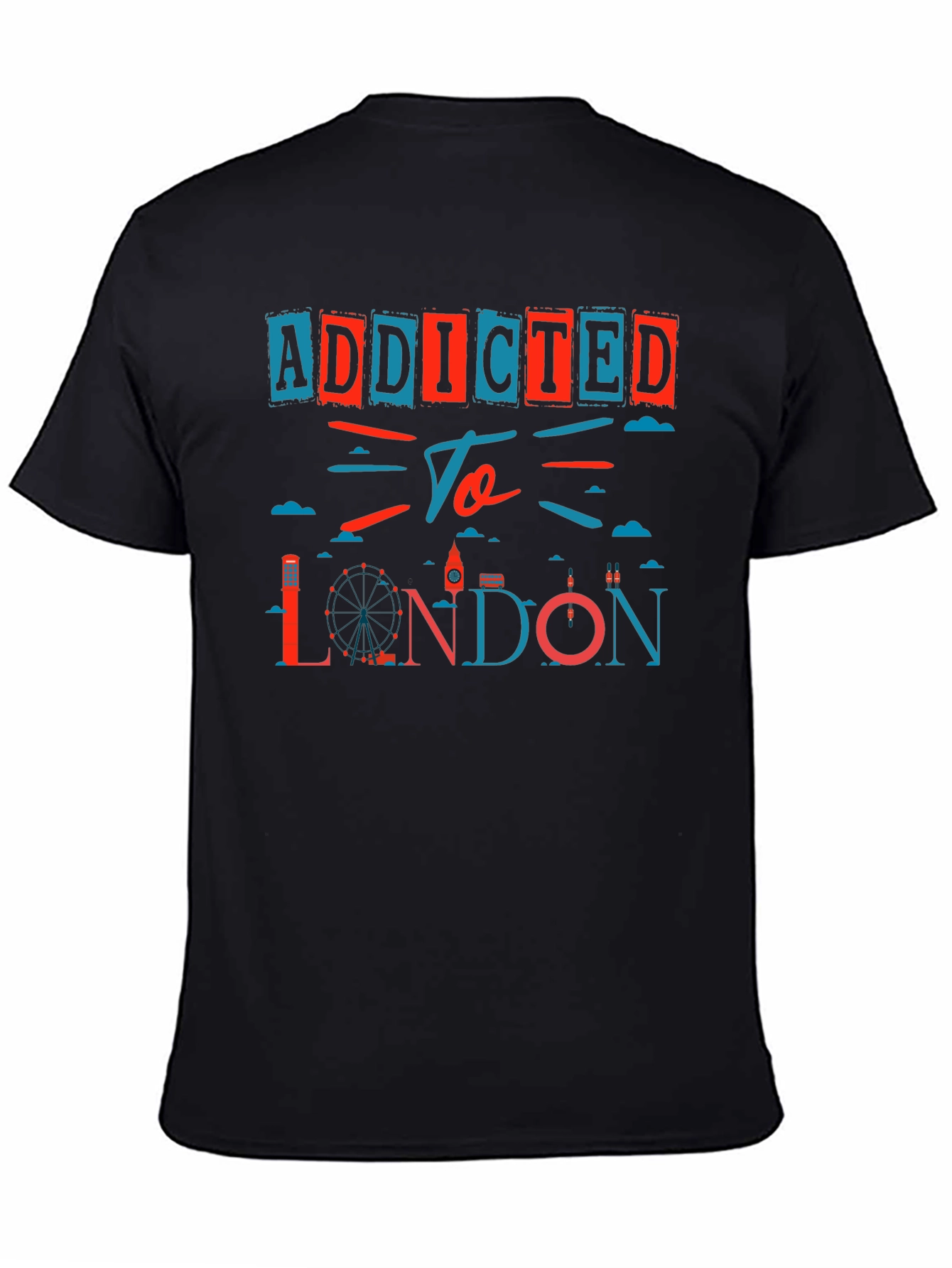 Addicted to London Graphic Print Black T-Shirt