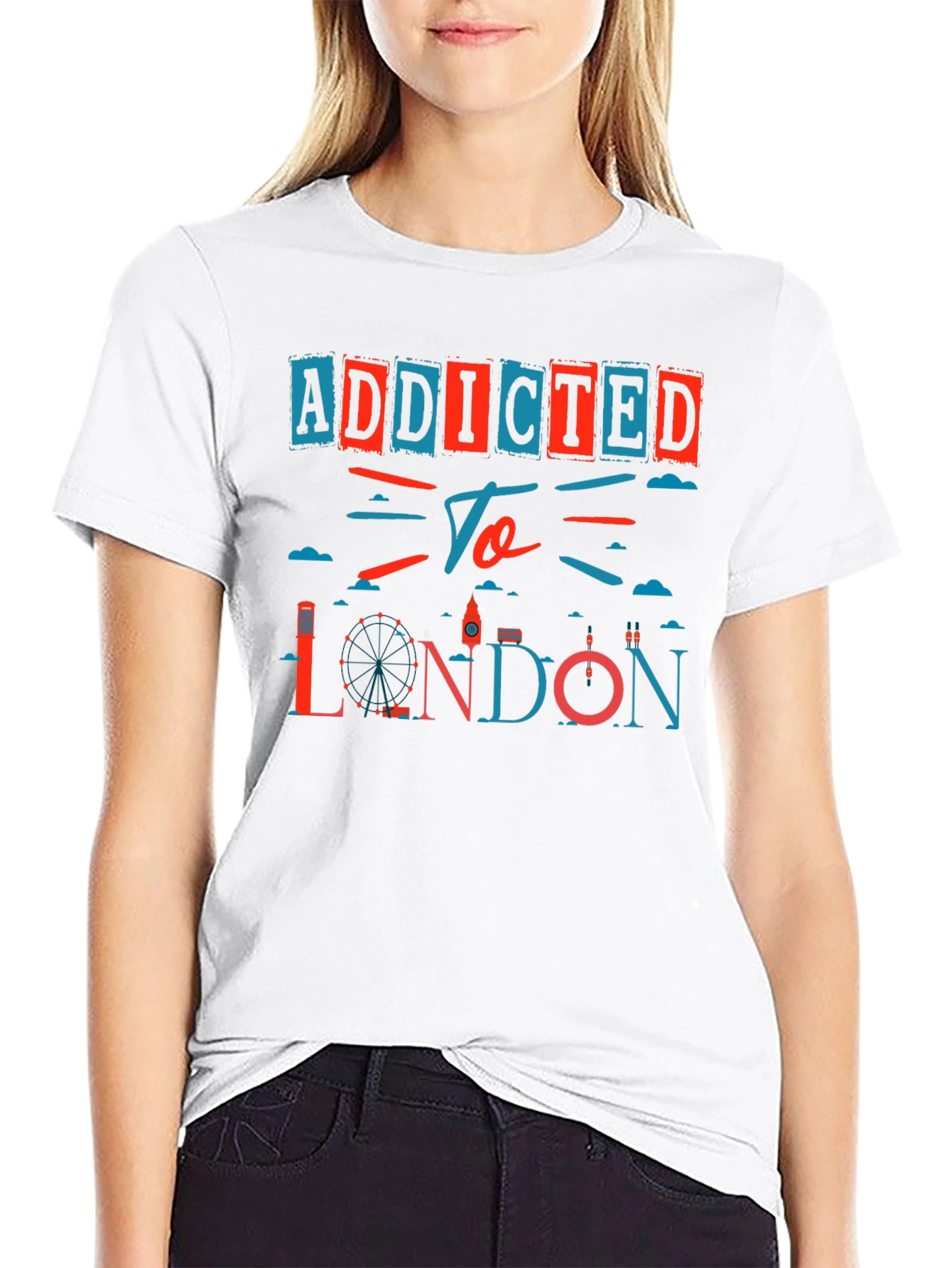 Addicted to London Graphic Print Black T-Shirt