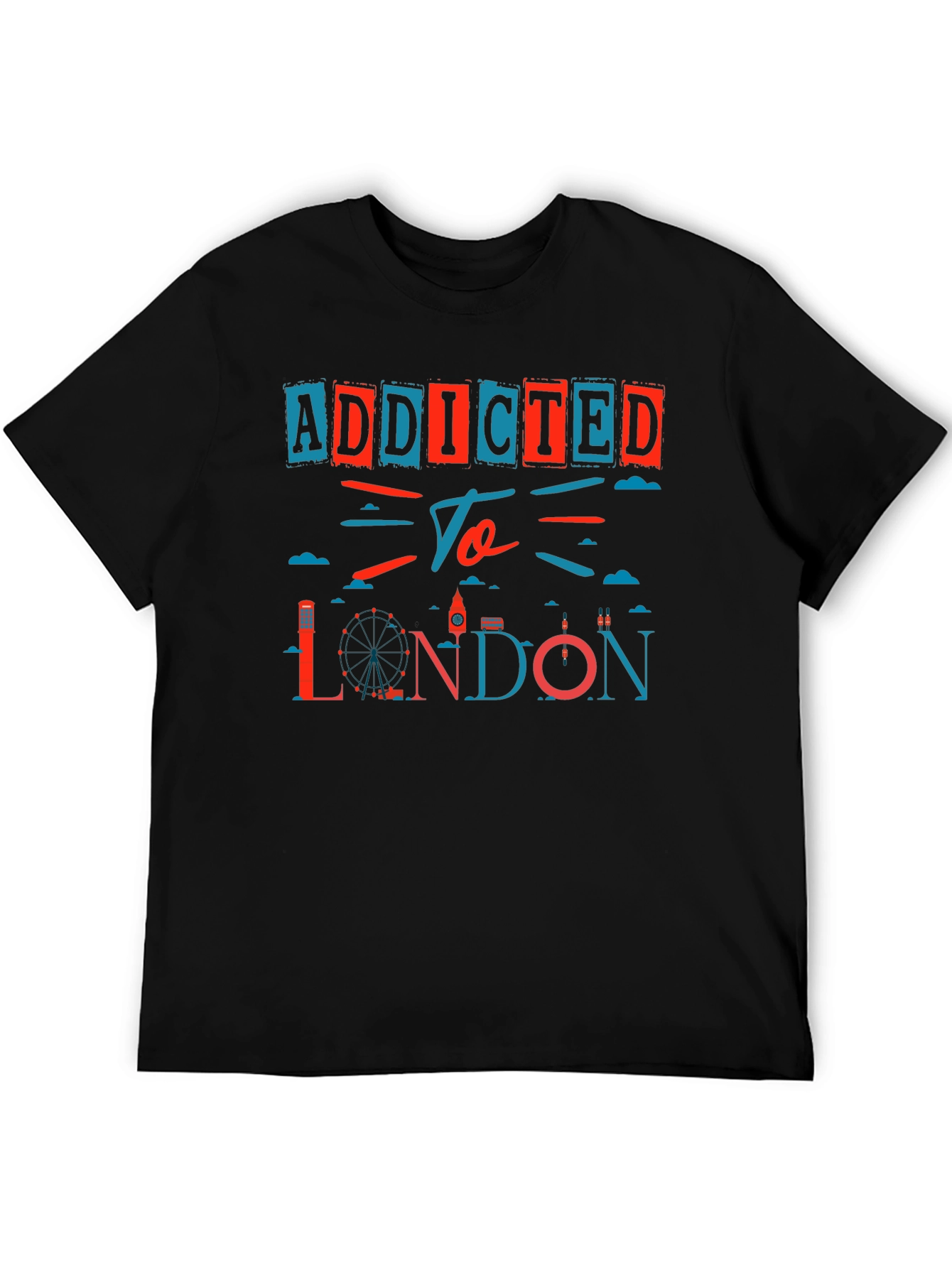 Addicted to London Graphic Print Black T-Shirt