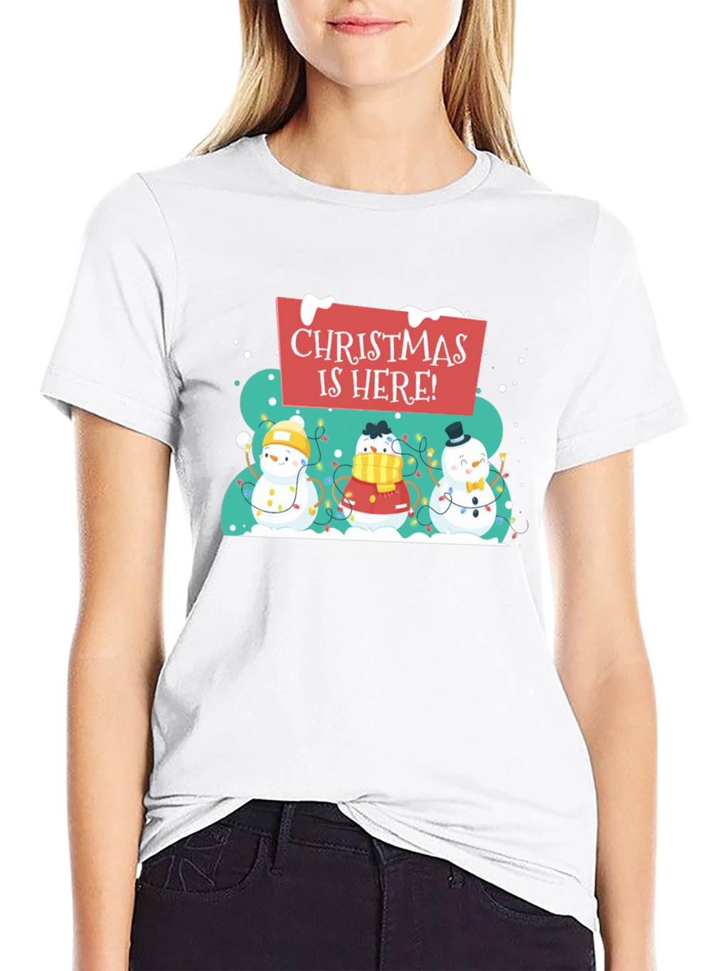 Christmas is Here! Snowman Holiday T-Shirt