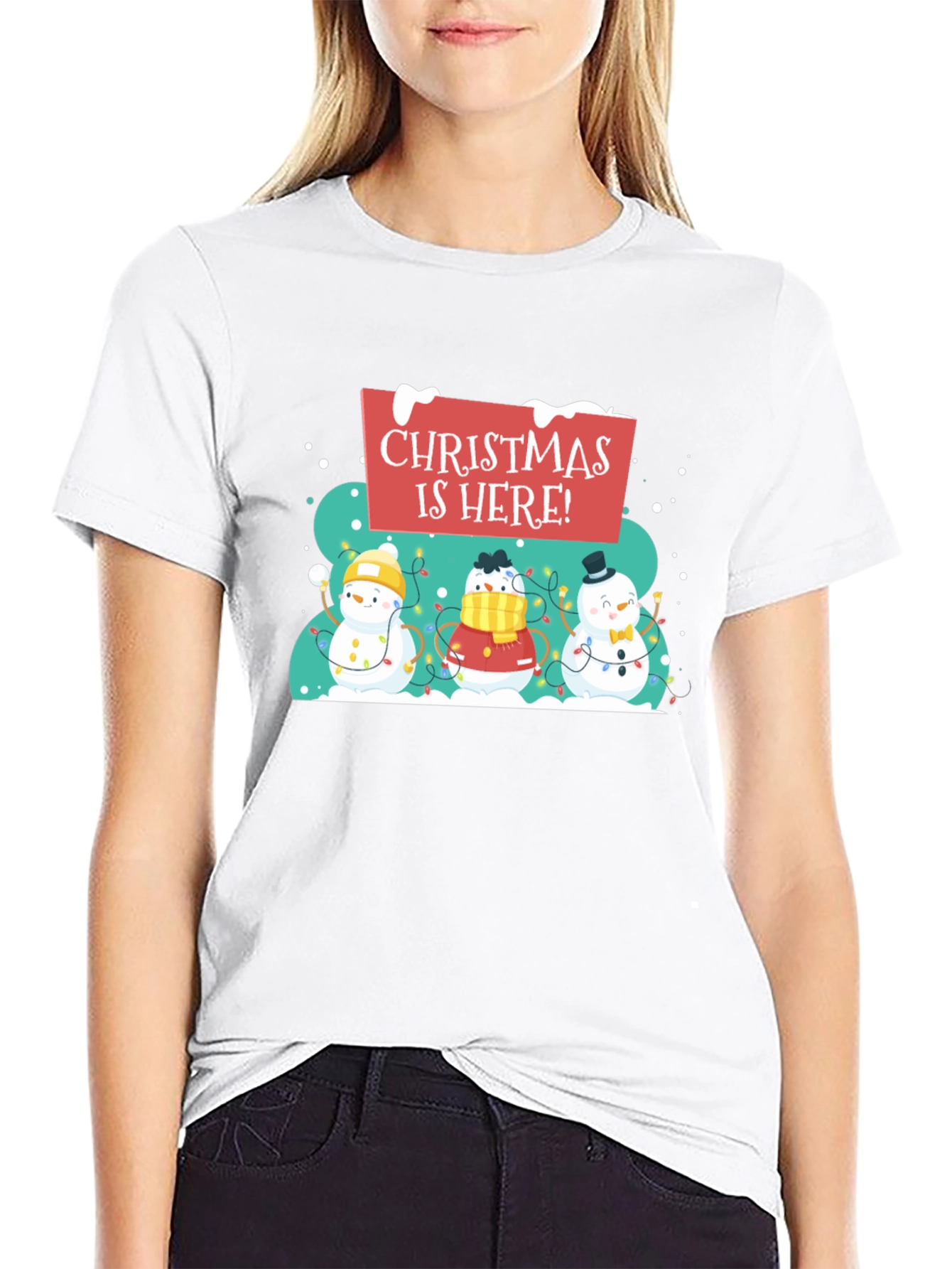 Christmas is Here! Snowman Holiday T-Shirt