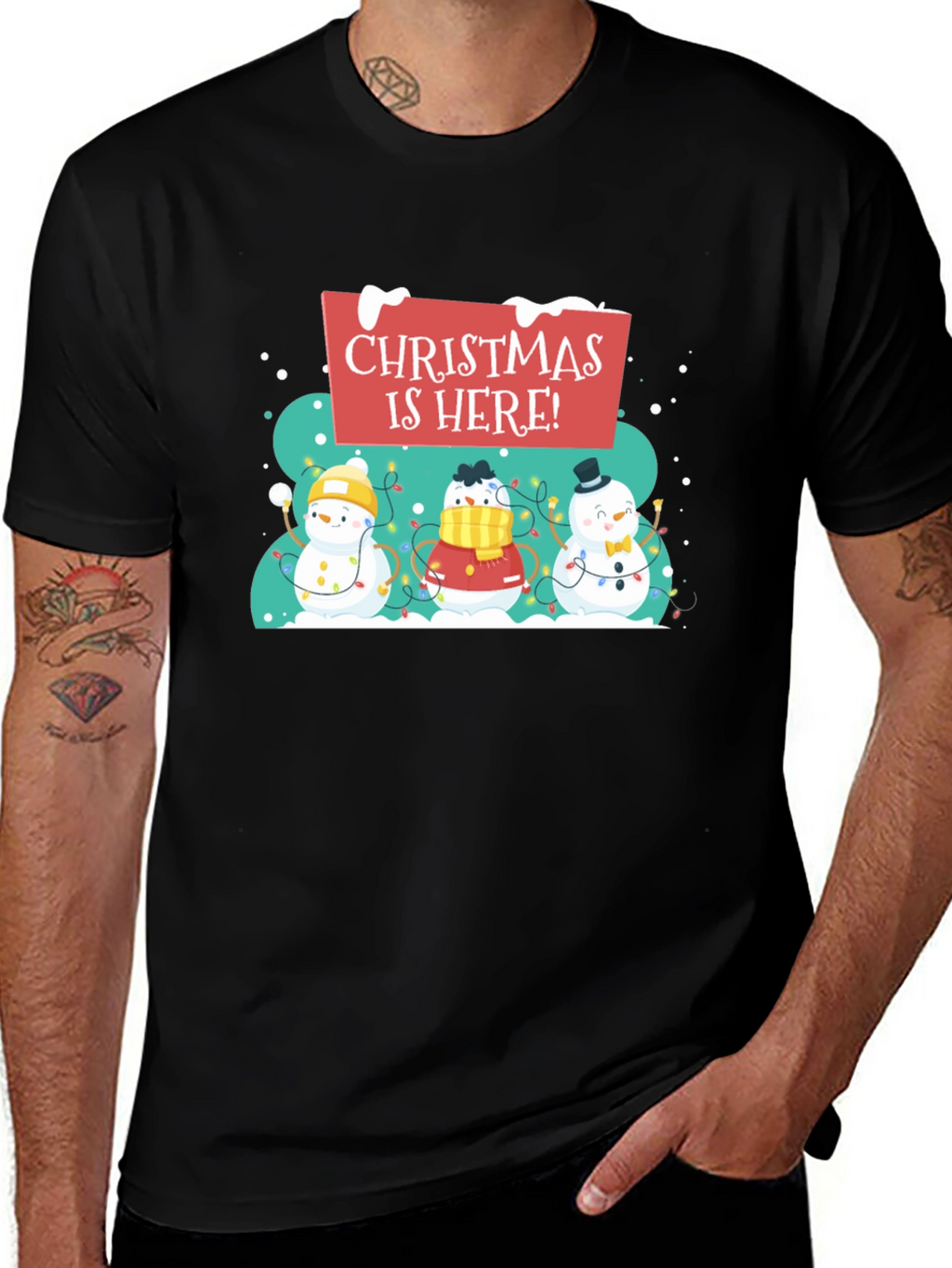 Christmas is Here! Snowman Holiday T-Shirt