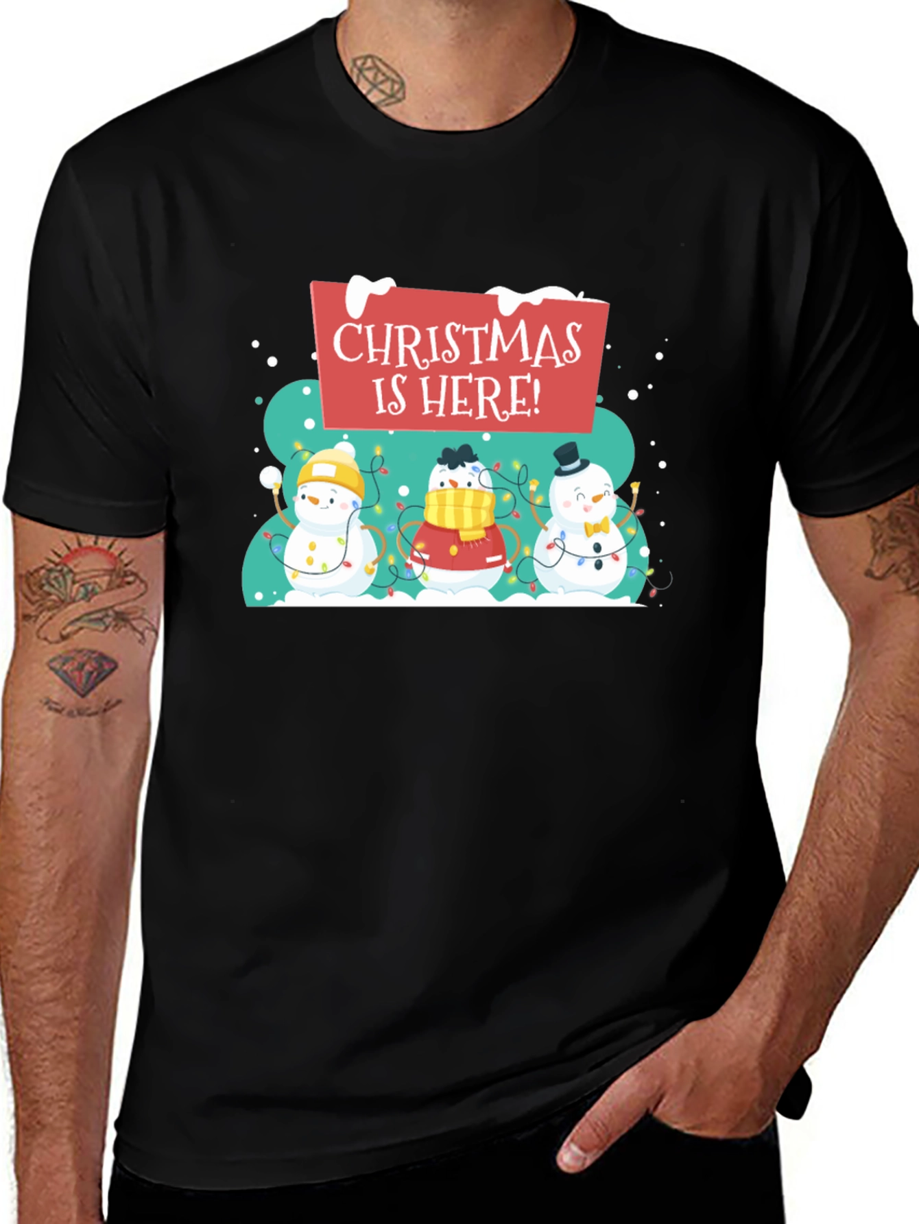 Christmas is Here! Snowman Holiday T-Shirt