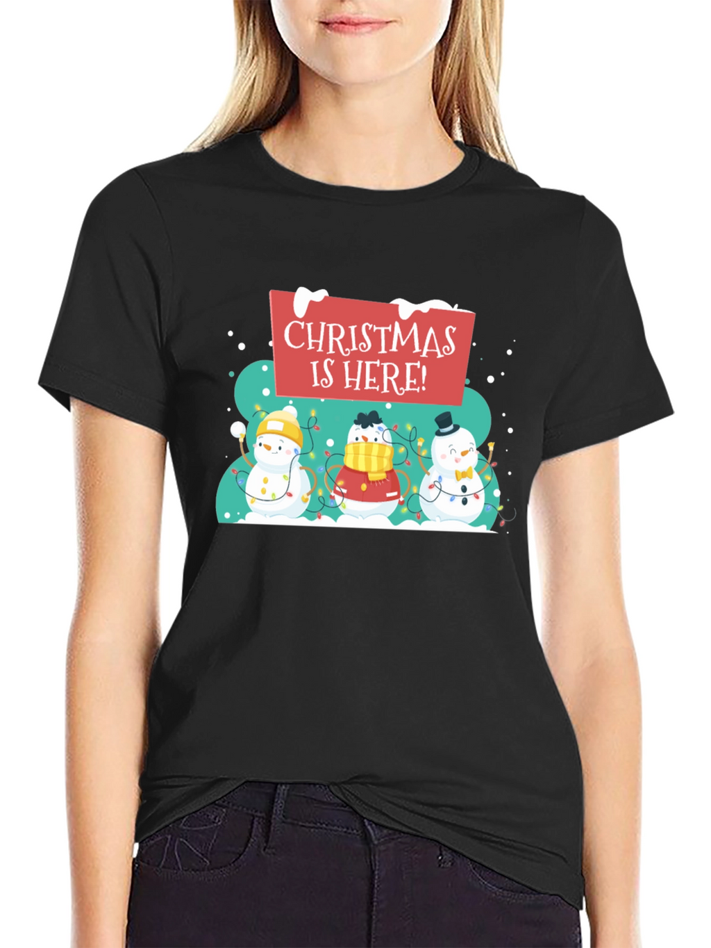 Christmas is Here! Snowman Holiday T-Shirt