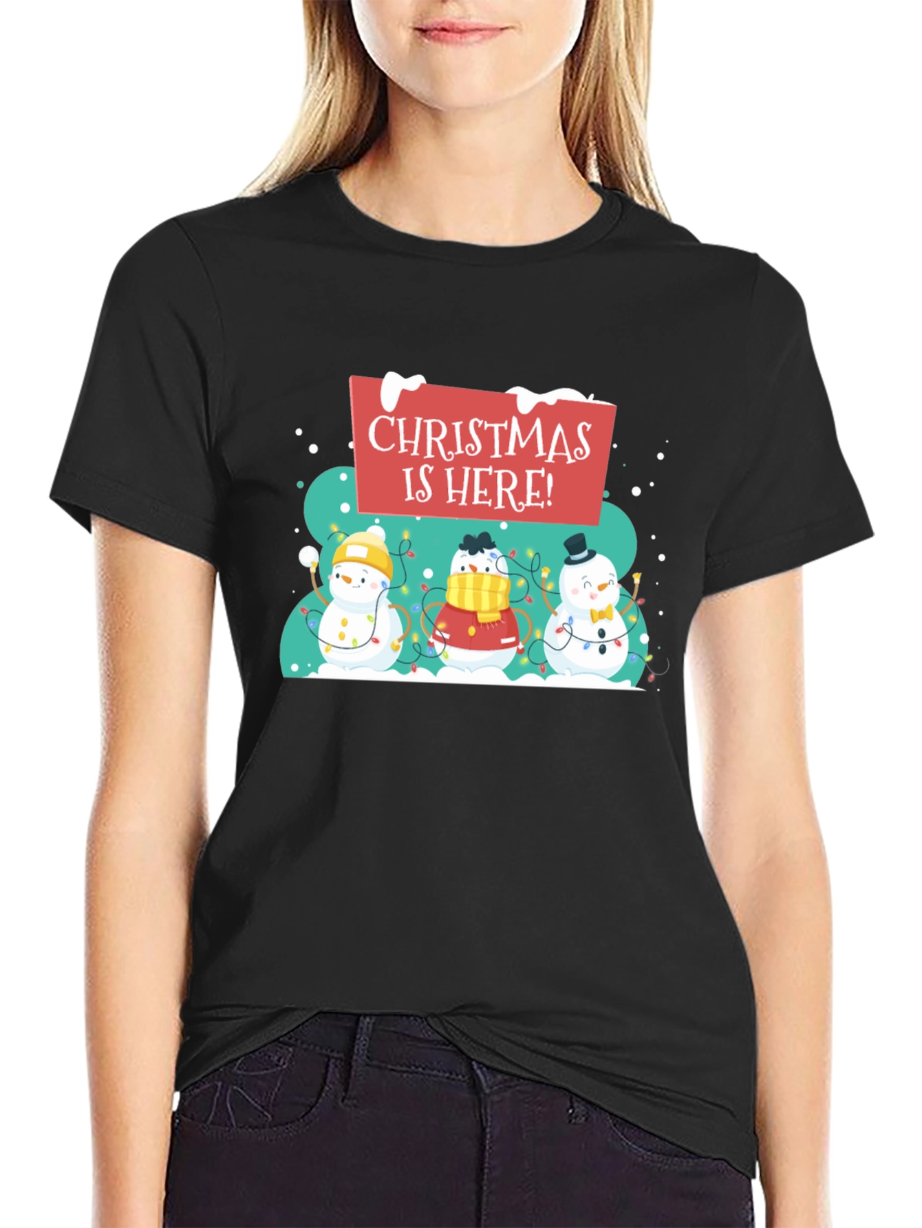Christmas is Here! Snowman Holiday T-Shirt