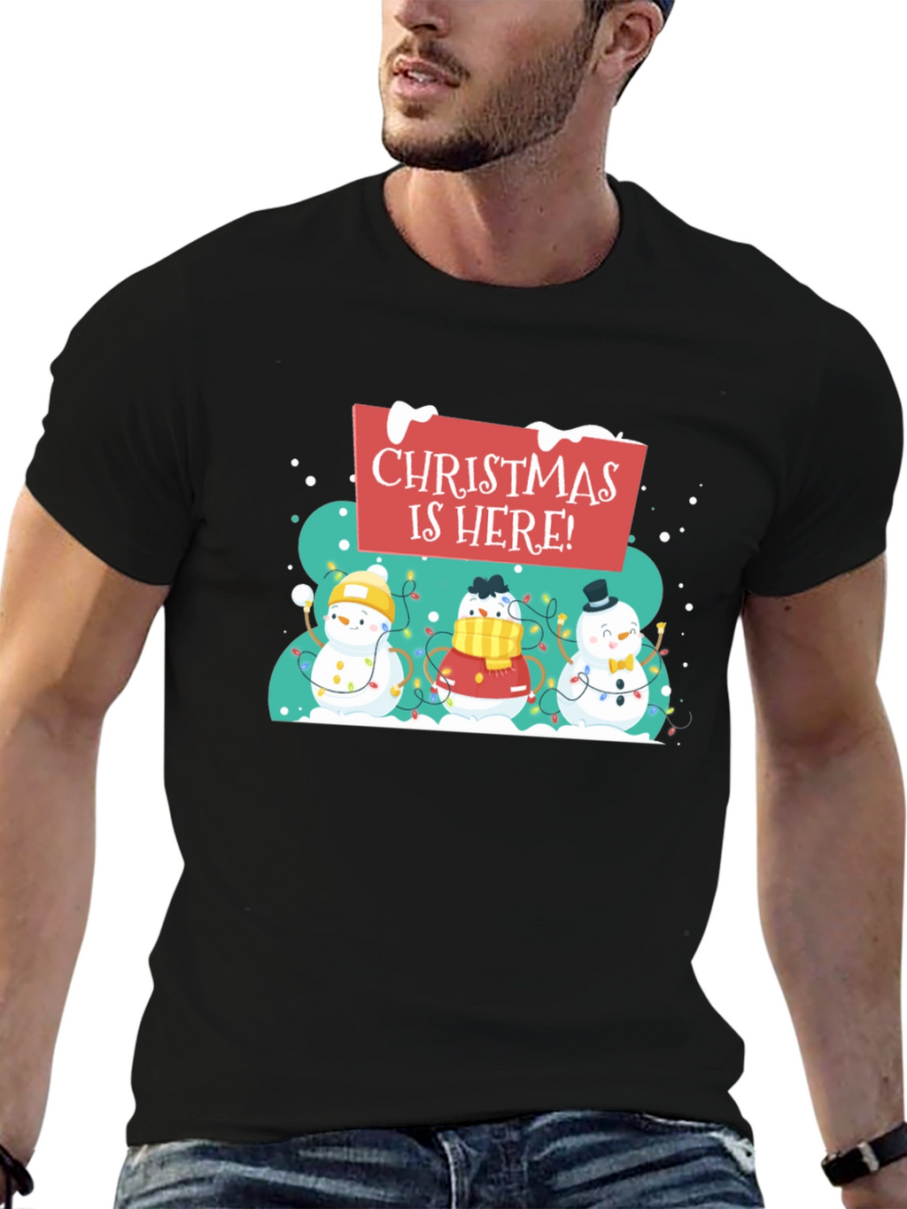 Christmas is Here! Snowman Holiday T-Shirt