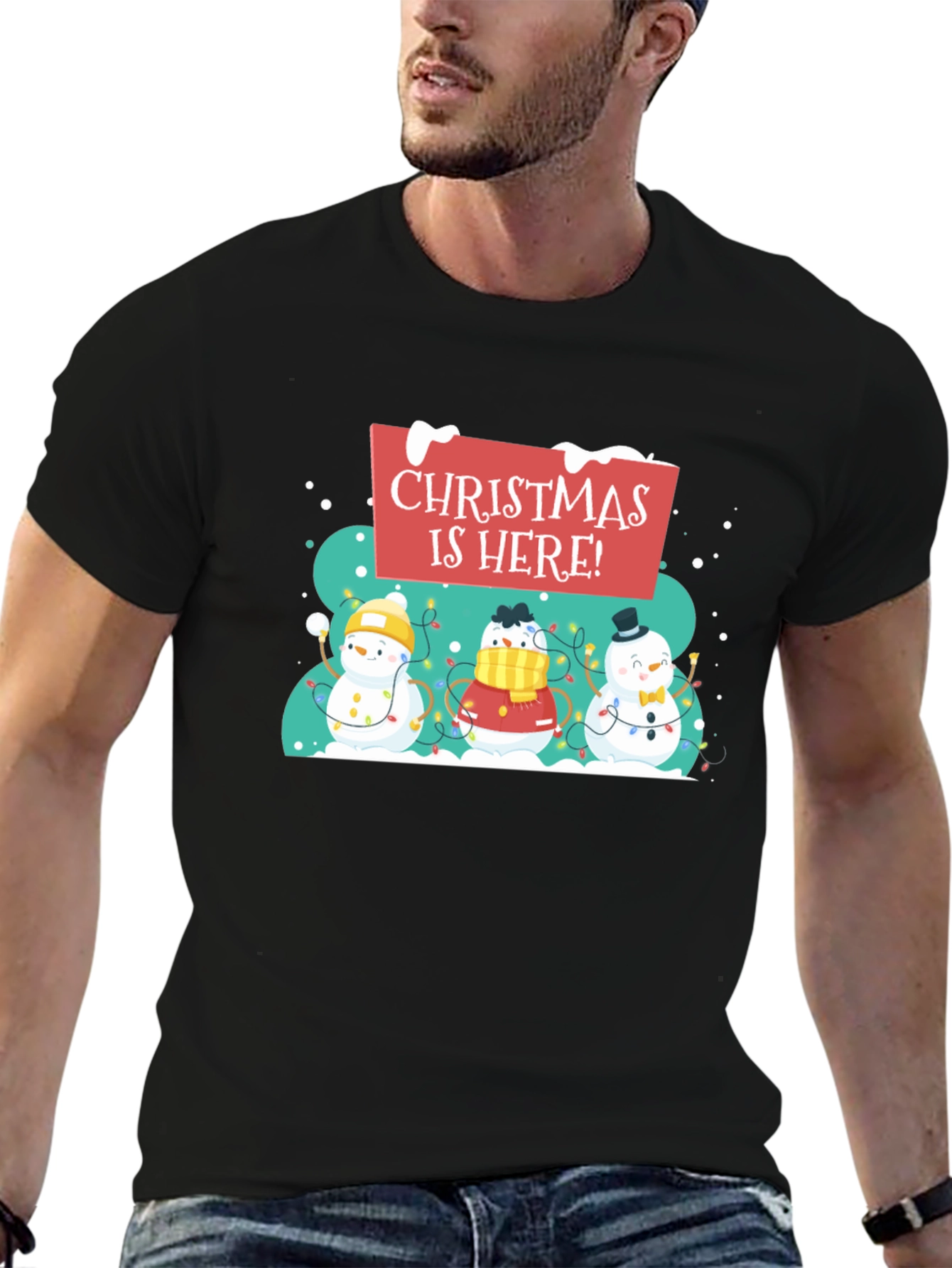 Christmas is Here! Snowman Holiday T-Shirt