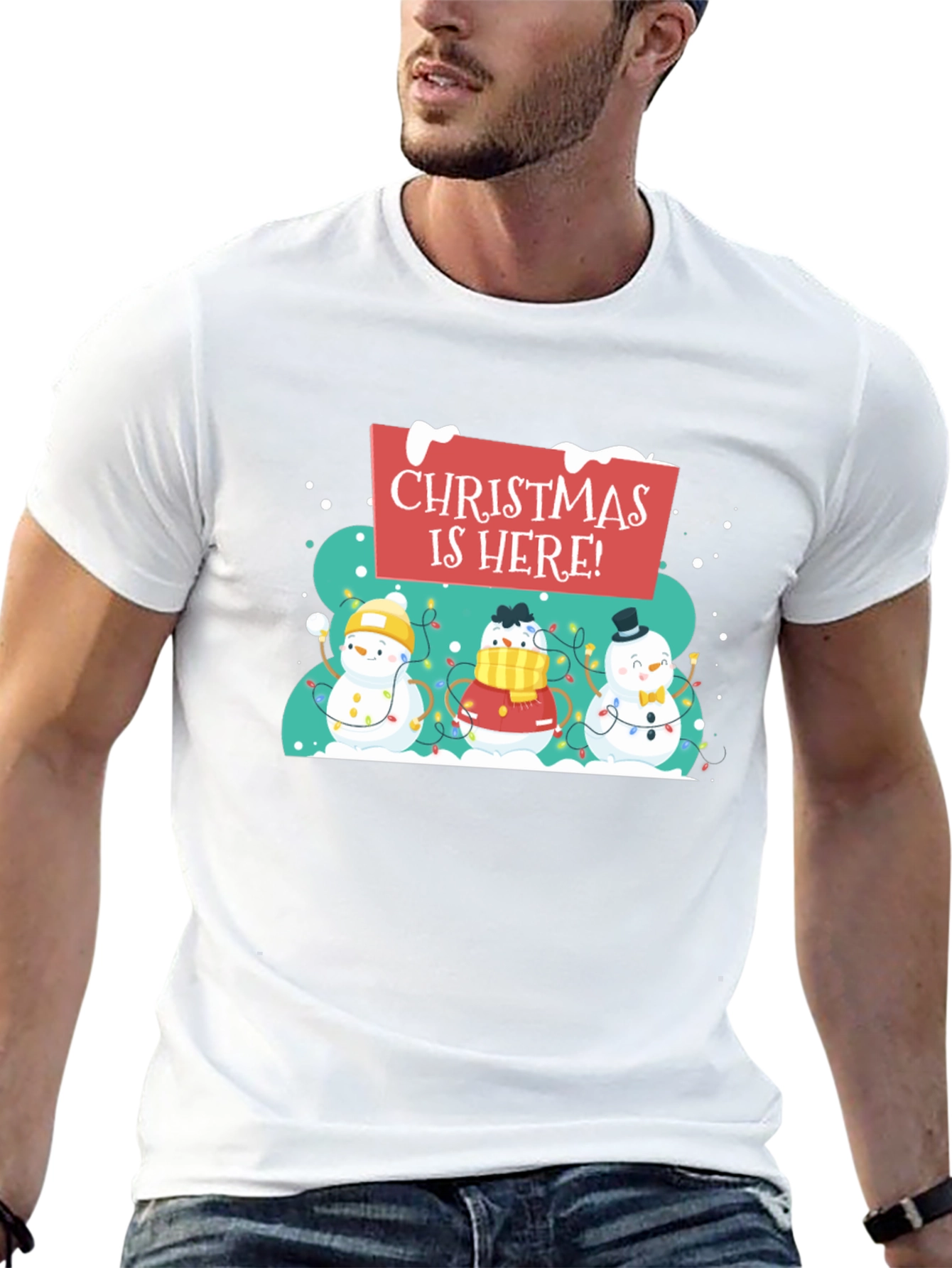 Christmas is Here! Snowman Holiday T-Shirt