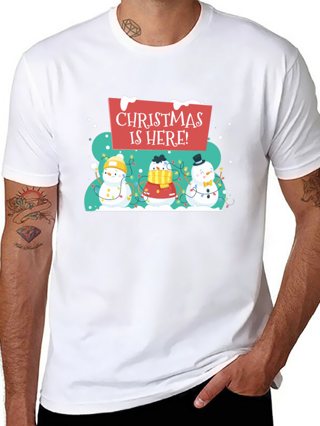 Christmas is Here! Snowman Holiday T-Shirt