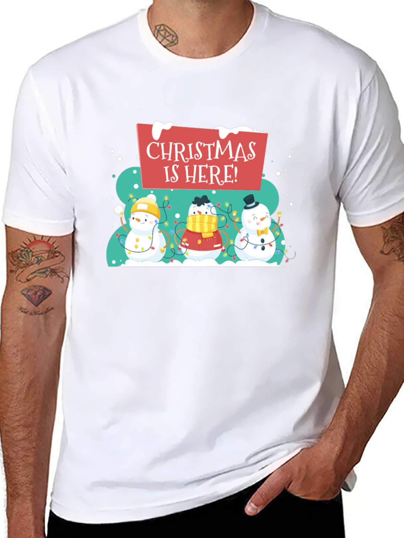 Christmas is Here! Snowman Holiday T-Shirt