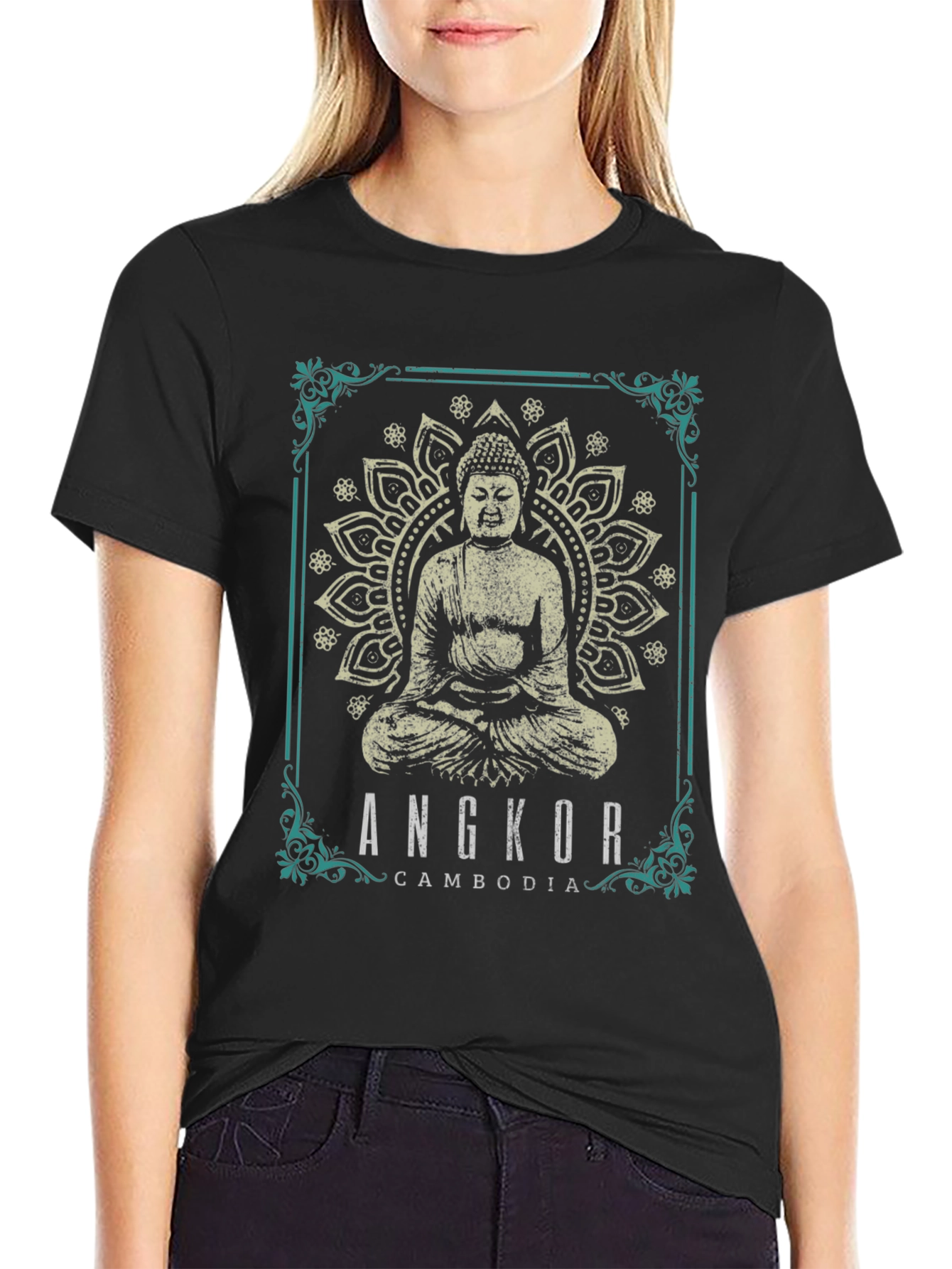 Angkor Cambodia Buddha Graphic T-Shirt