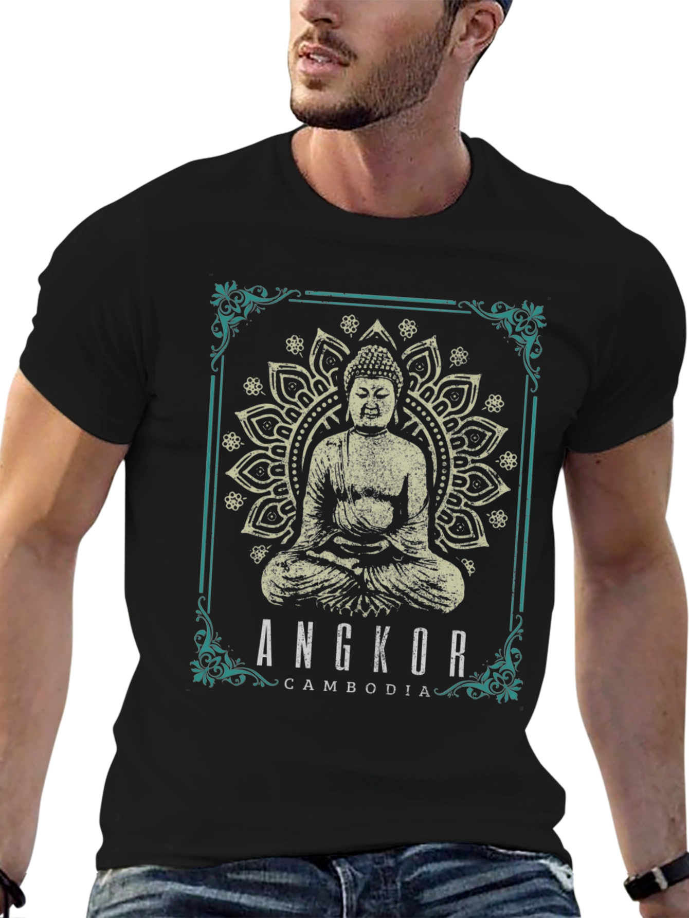Angkor Cambodia Buddha Graphic T-Shirt