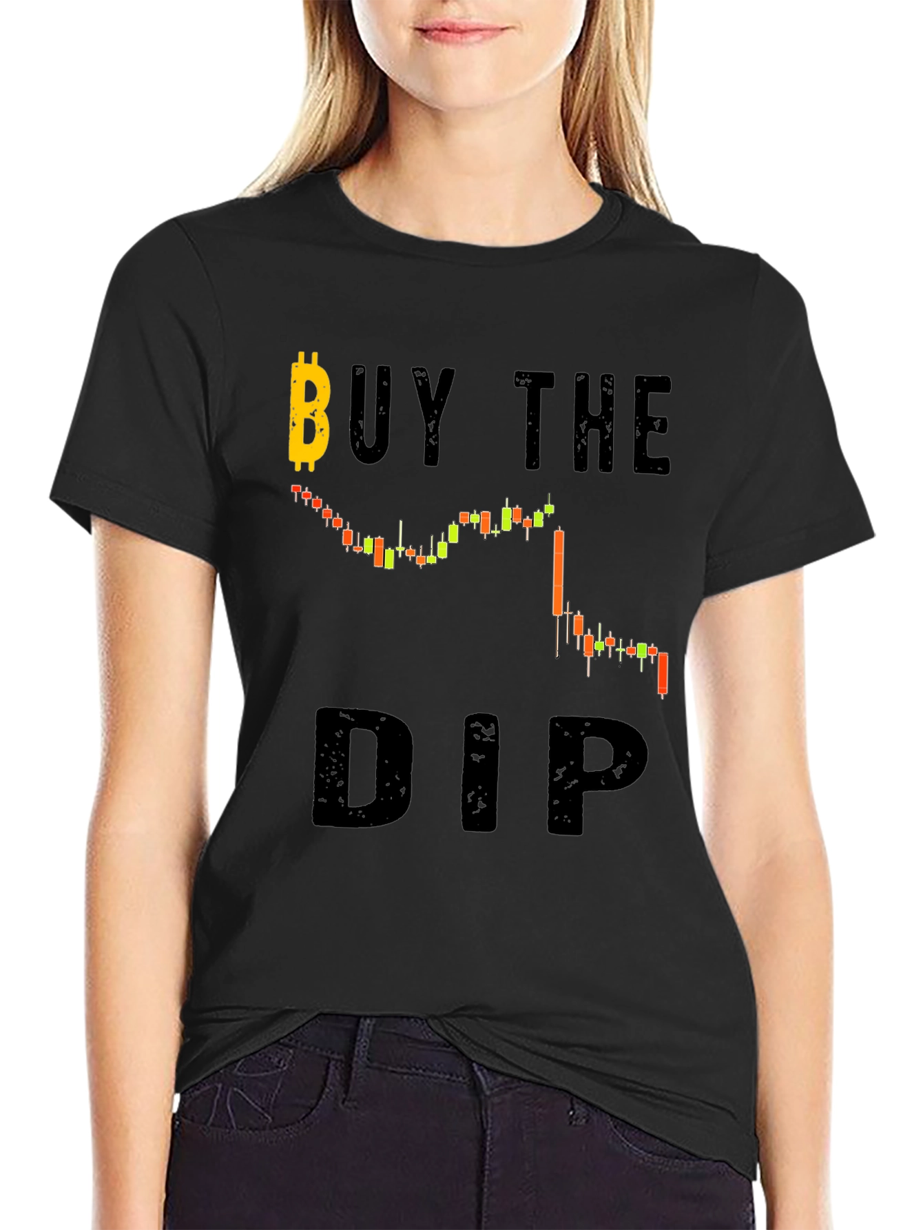 Buy the Dip Black Graphic Tee - Crypto Investor