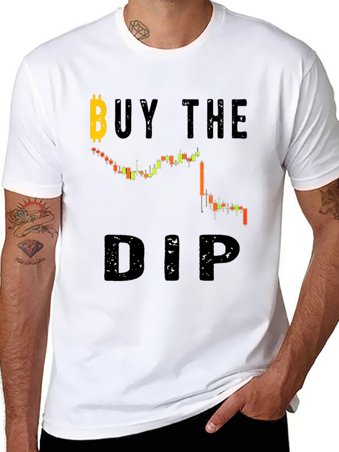 Buy the Dip Black Graphic Tee - Crypto Investor