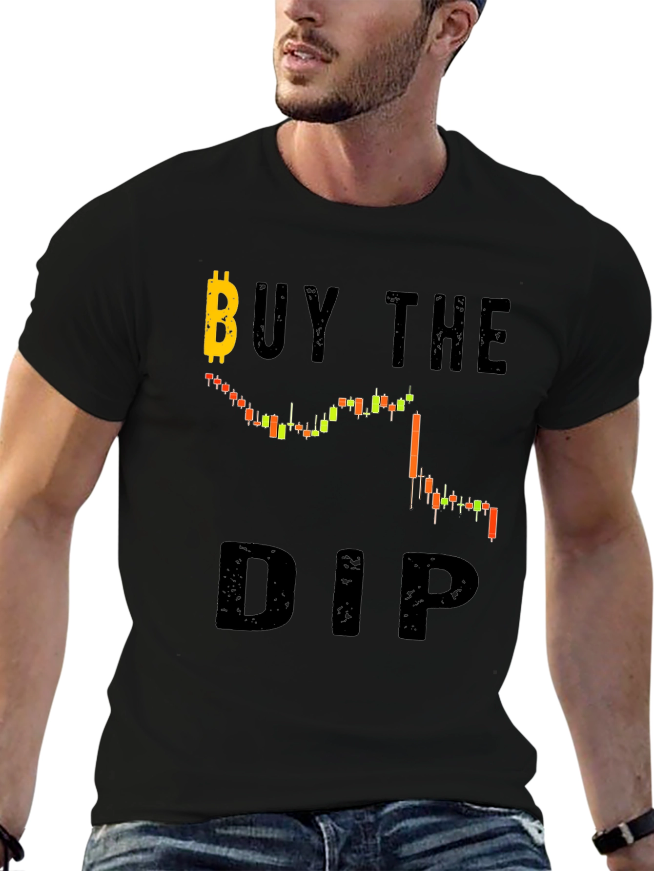 Buy the Dip Black Graphic Tee - Crypto Investor