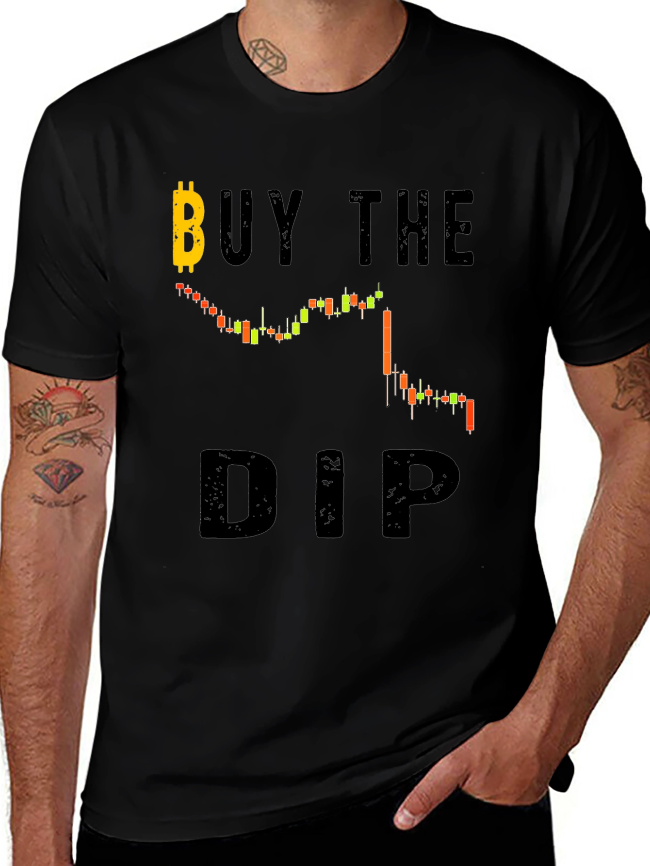 Buy the Dip Black Graphic Tee - Crypto Investor