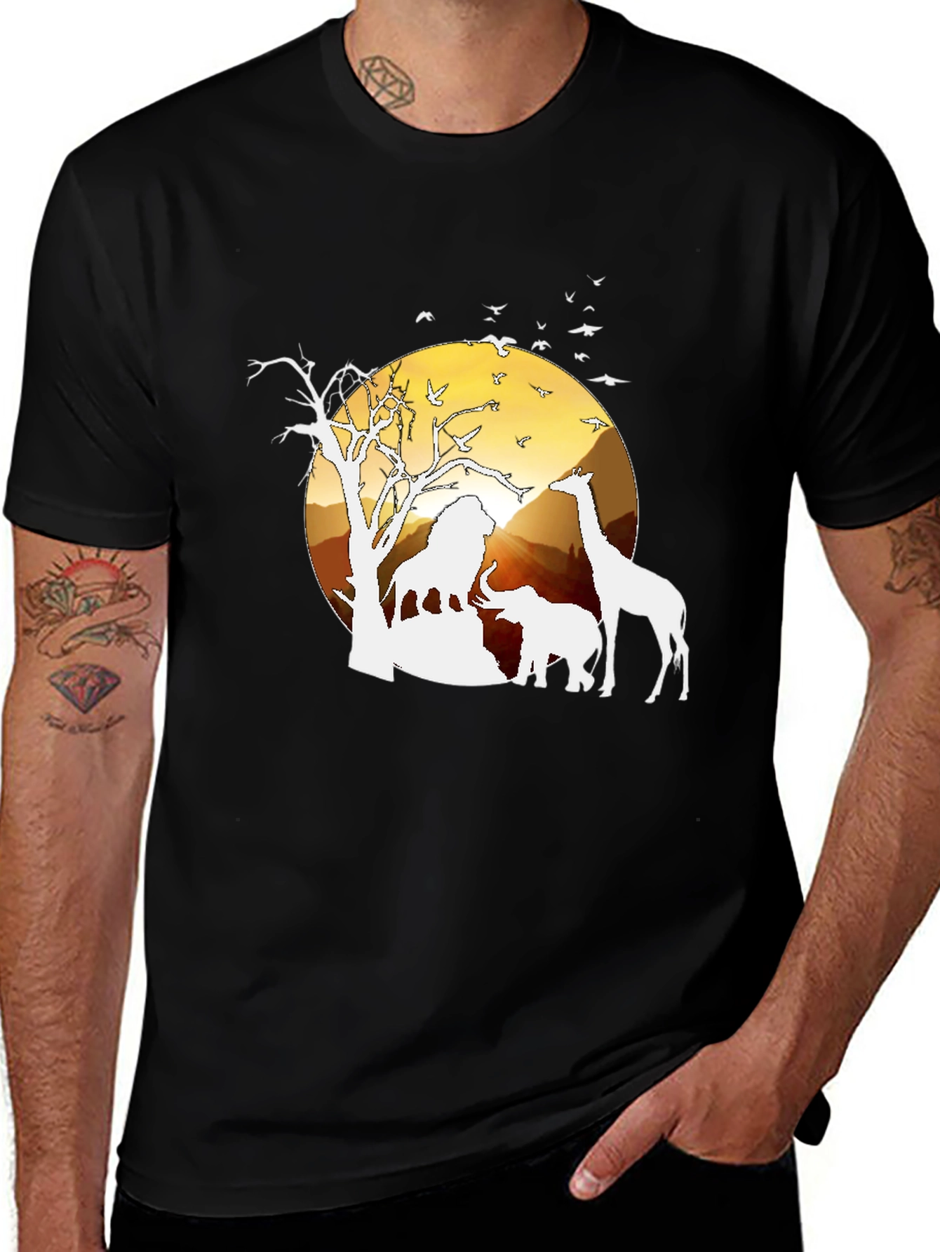 Safari Sunset Graphic Tee - Nature Mens Shirt