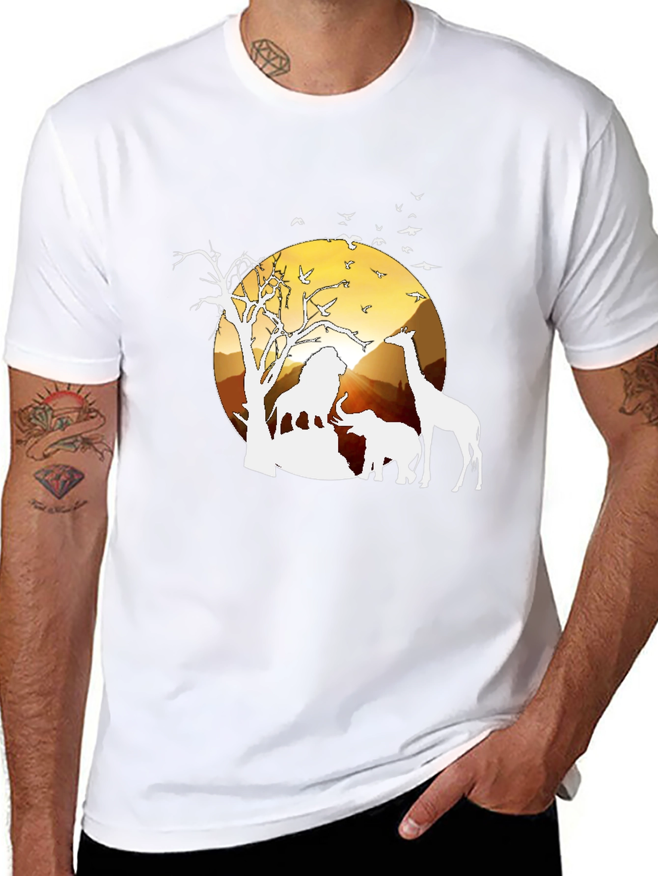 Safari Sunset Graphic Tee - Nature Mens Shirt