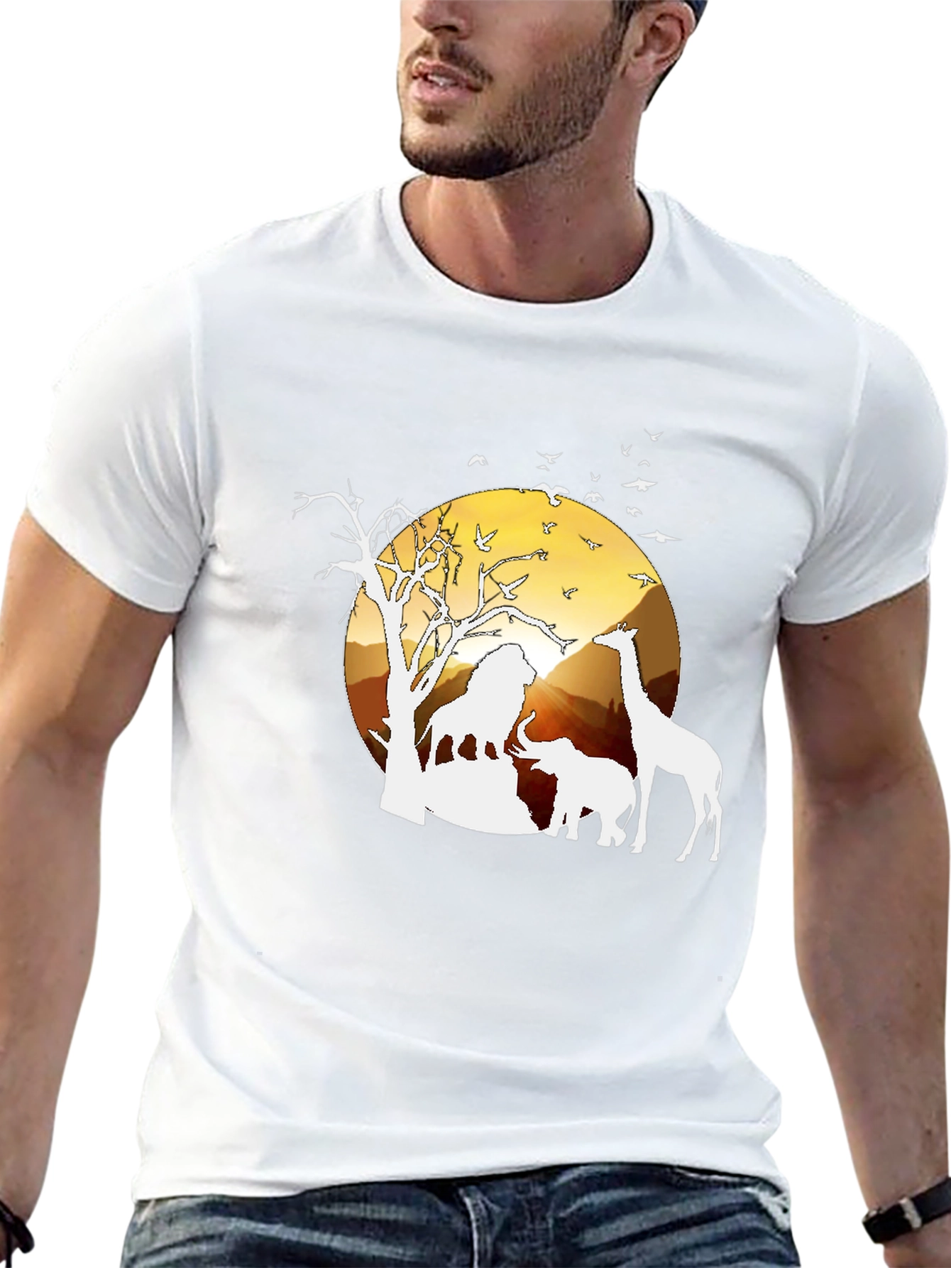 Safari Sunset Graphic Tee - Nature Mens Shirt